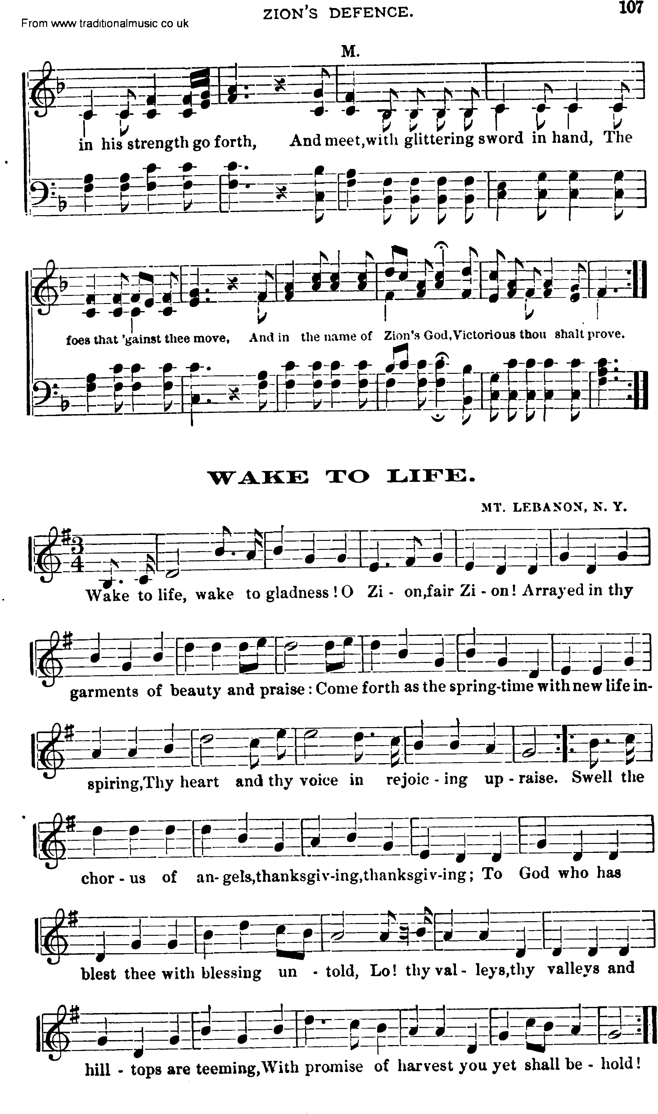 Shaker Music collection, Hymn: Wake To Life, sheetmusic and PDF