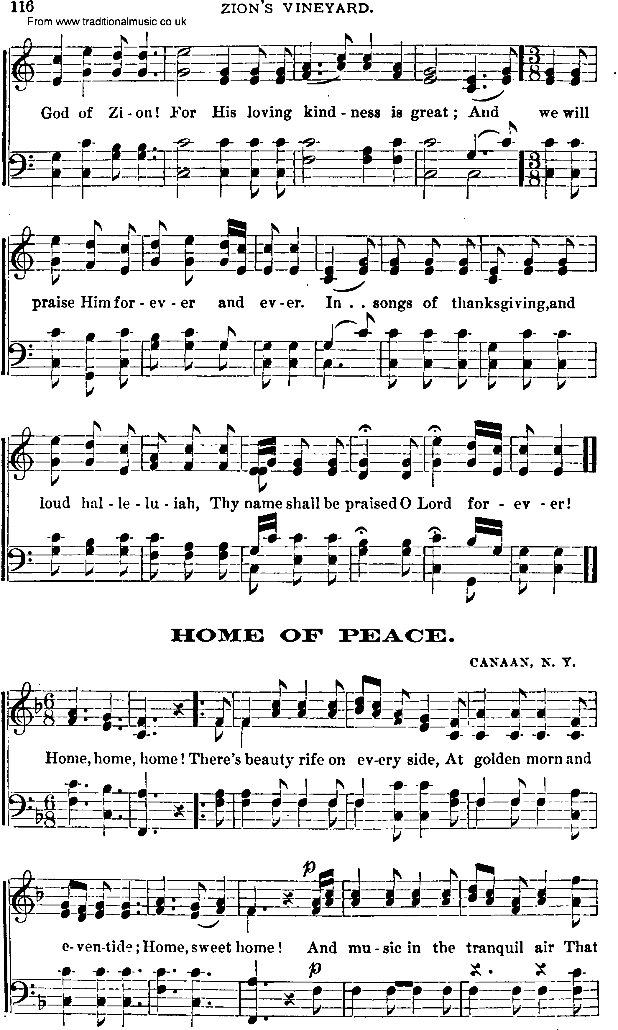 Shaker Music collection, Hymn: Home Of Peace, sheetmusic and PDF
