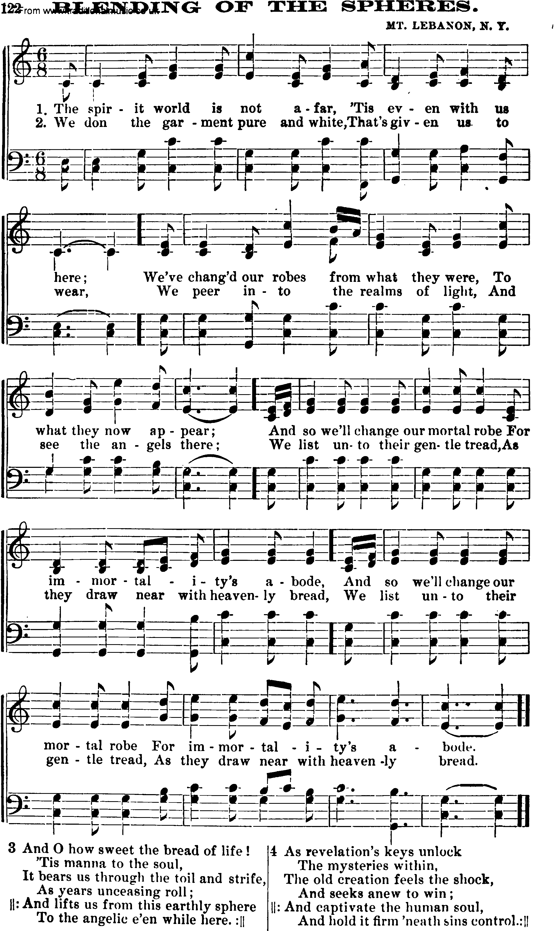 Shaker Music collection, Hymn: Blending Of The Spheres, sheetmusic and PDF