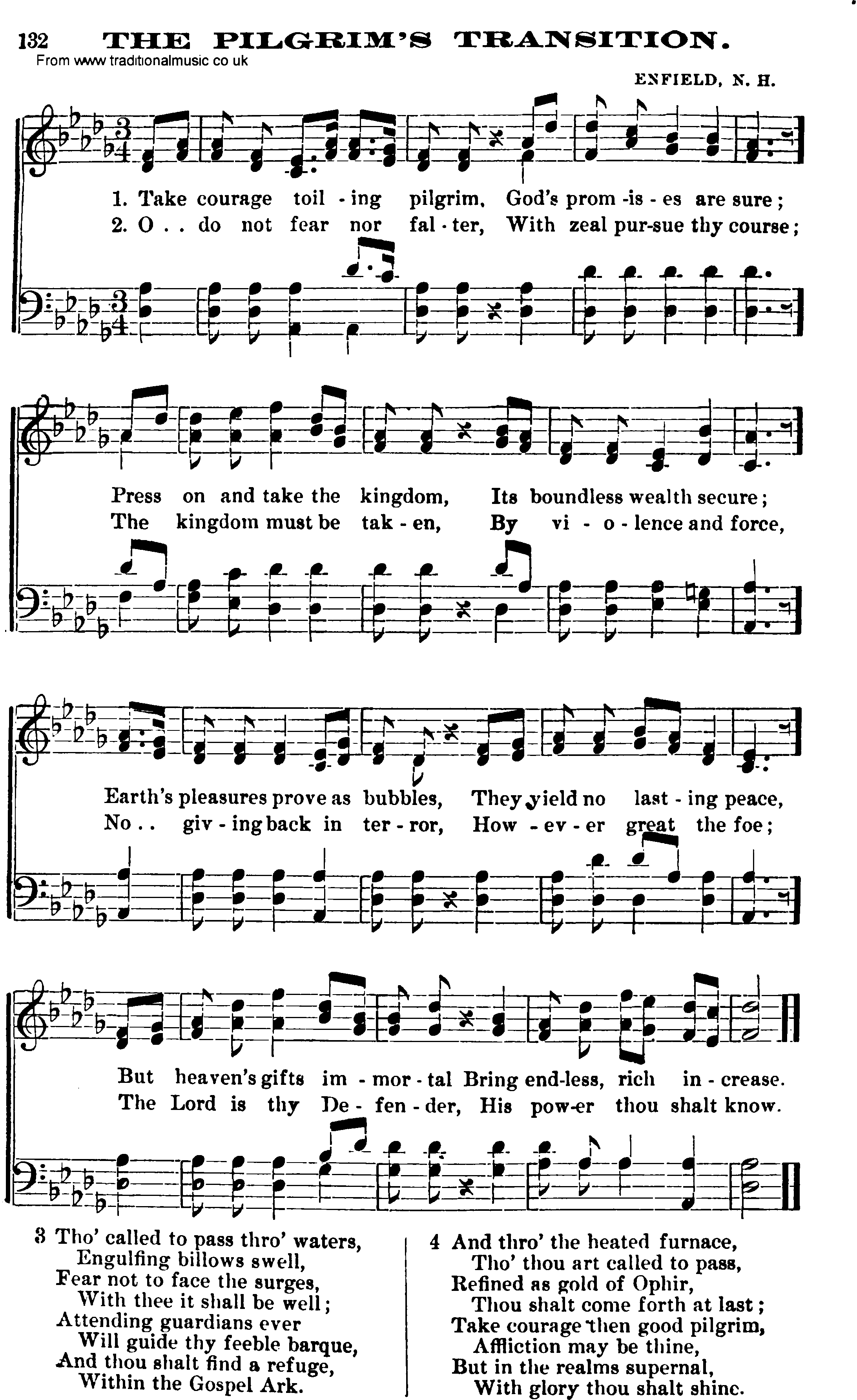 Shaker Music collection, Hymn: Th Pilgrims Transition, sheetmusic and PDF
