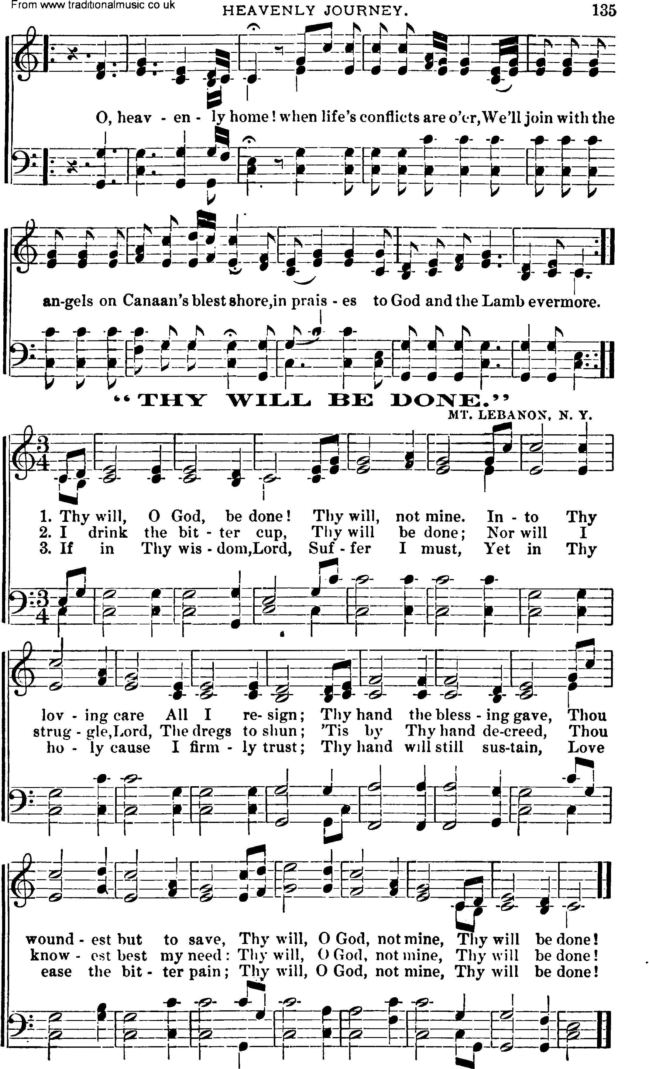 Shaker Music collection, Hymn: Thy Will Be Done, sheetmusic and PDF