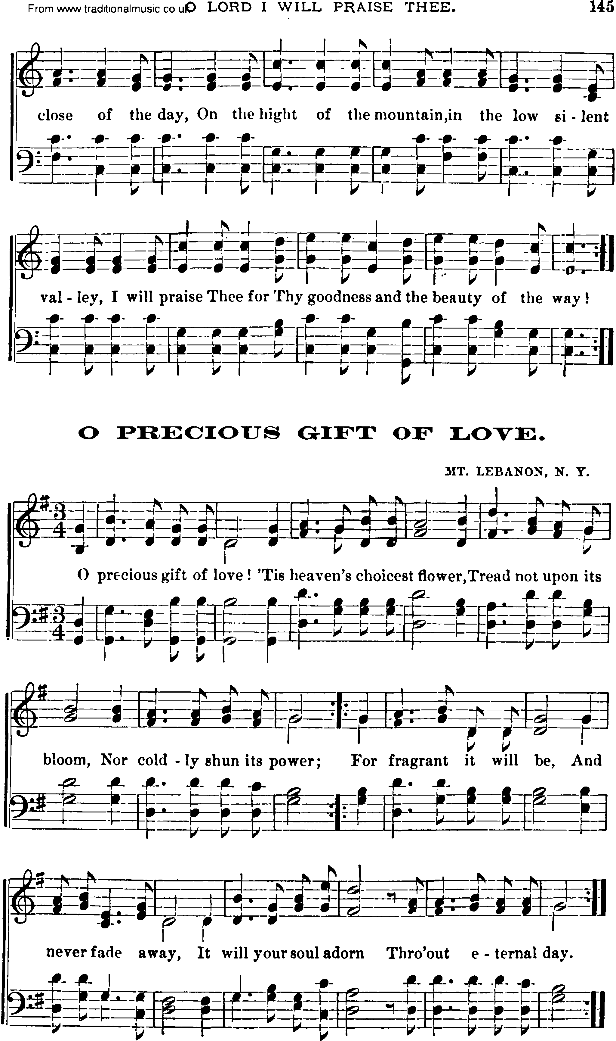 Shaker Music collection, Hymn: O Precious Gift Of Love, sheetmusic and PDF