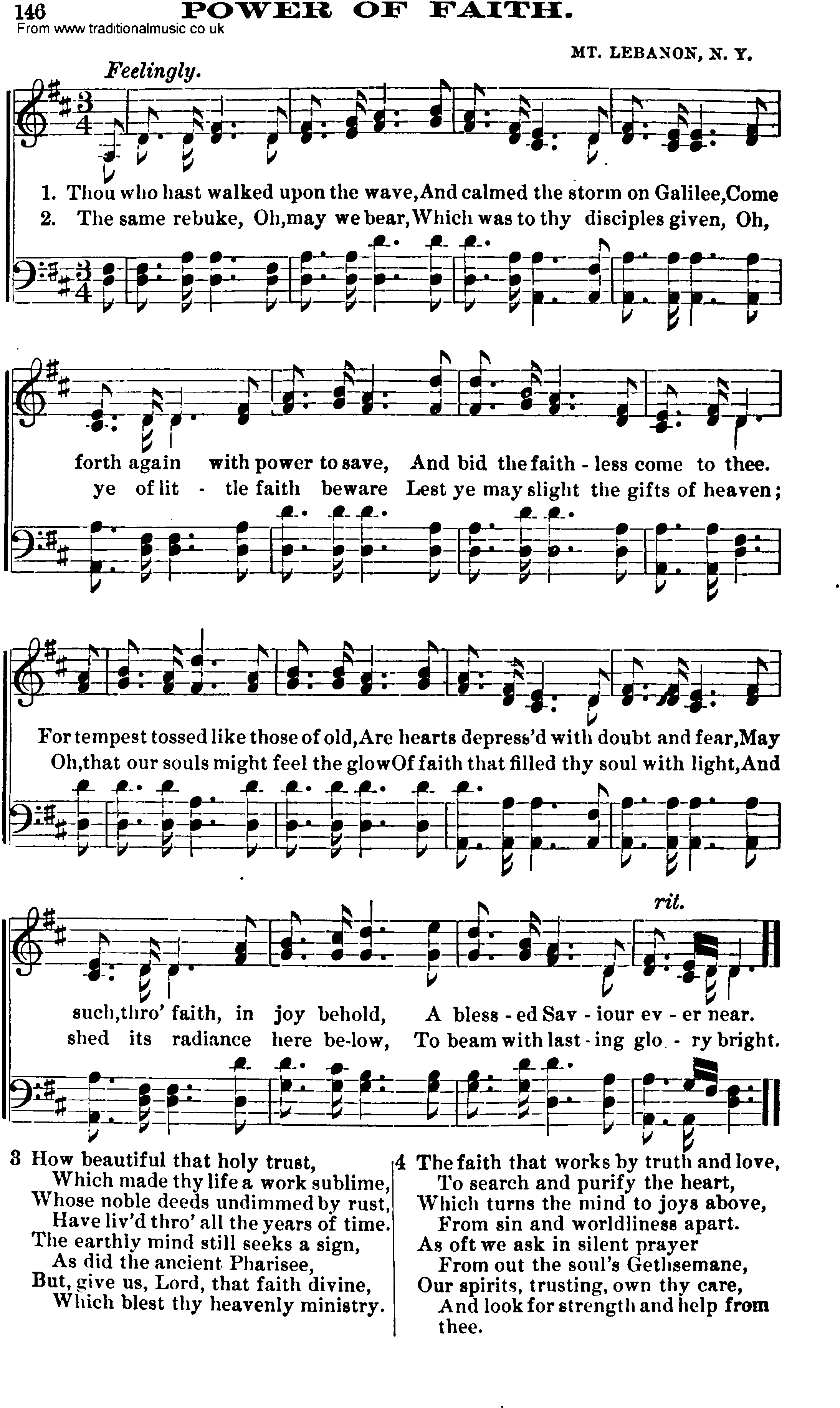 Shaker Music collection, Hymn: Power Of Faith, sheetmusic and PDF