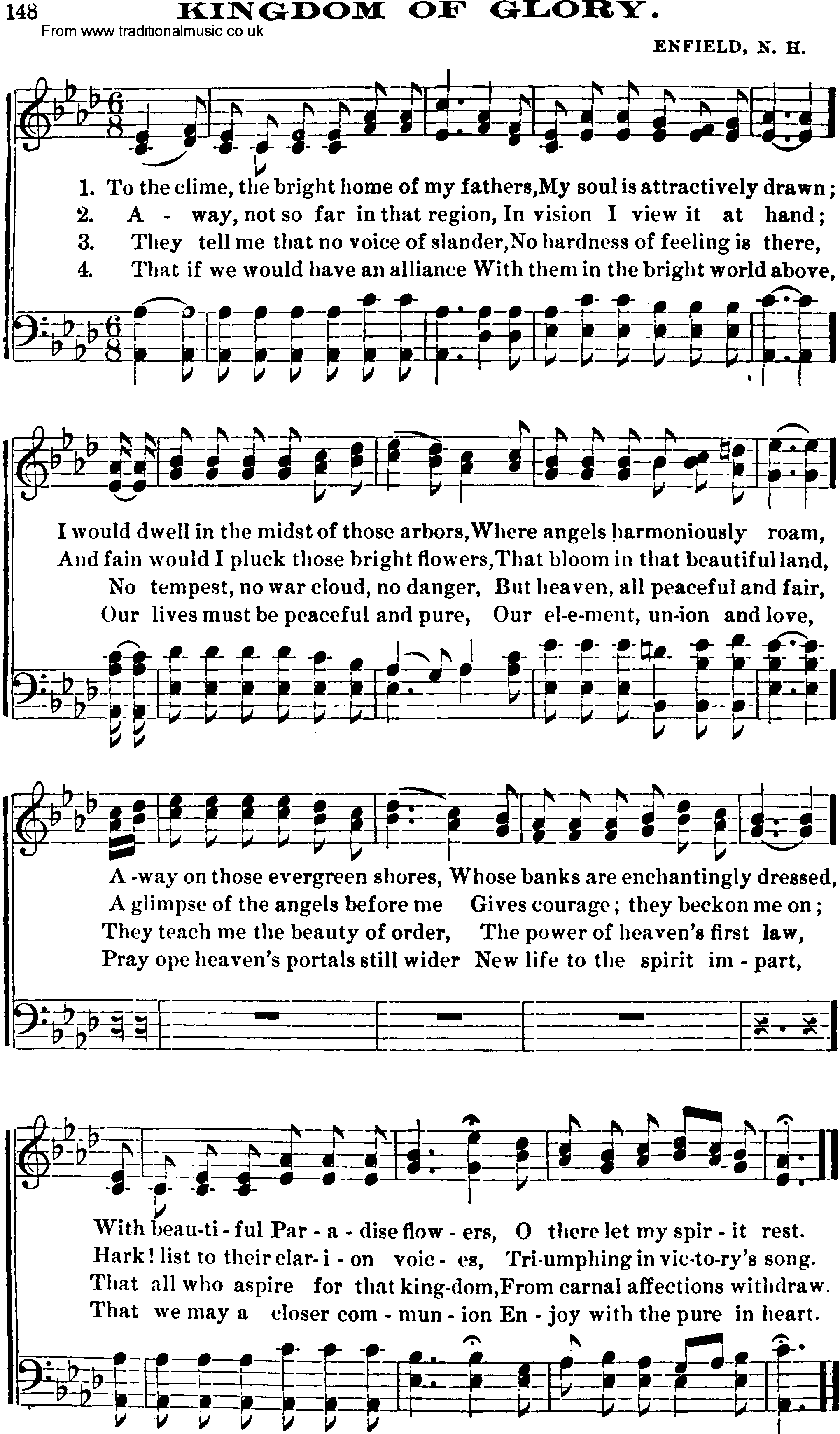 Shaker Music collection, Hymn: Kingdom Of Glory, sheetmusic and PDF