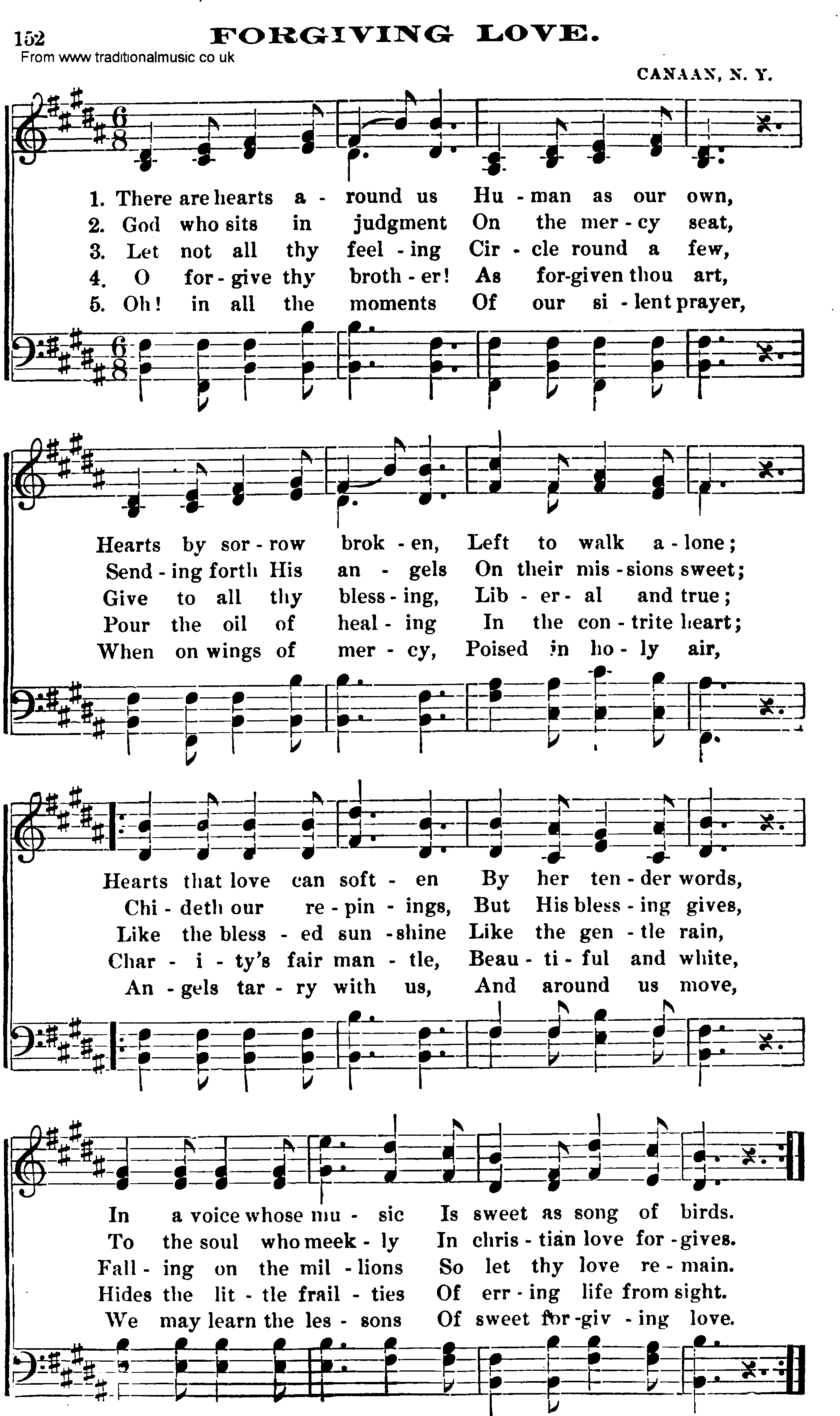 Shaker Music collection, Hymn: Forgiving Love, sheetmusic and PDF