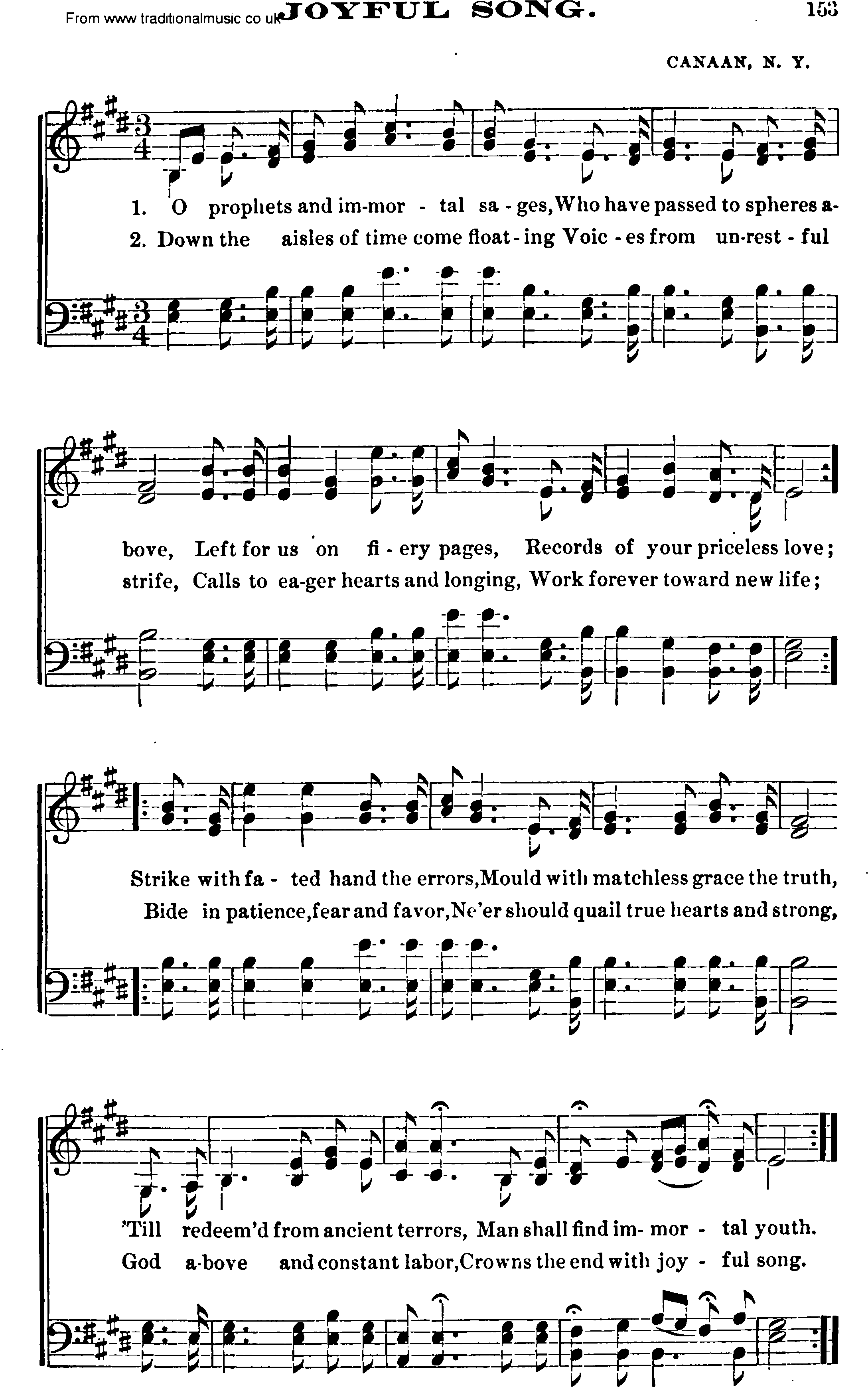 Shaker Music collection, Hymn: Joyful Song, sheetmusic and PDF