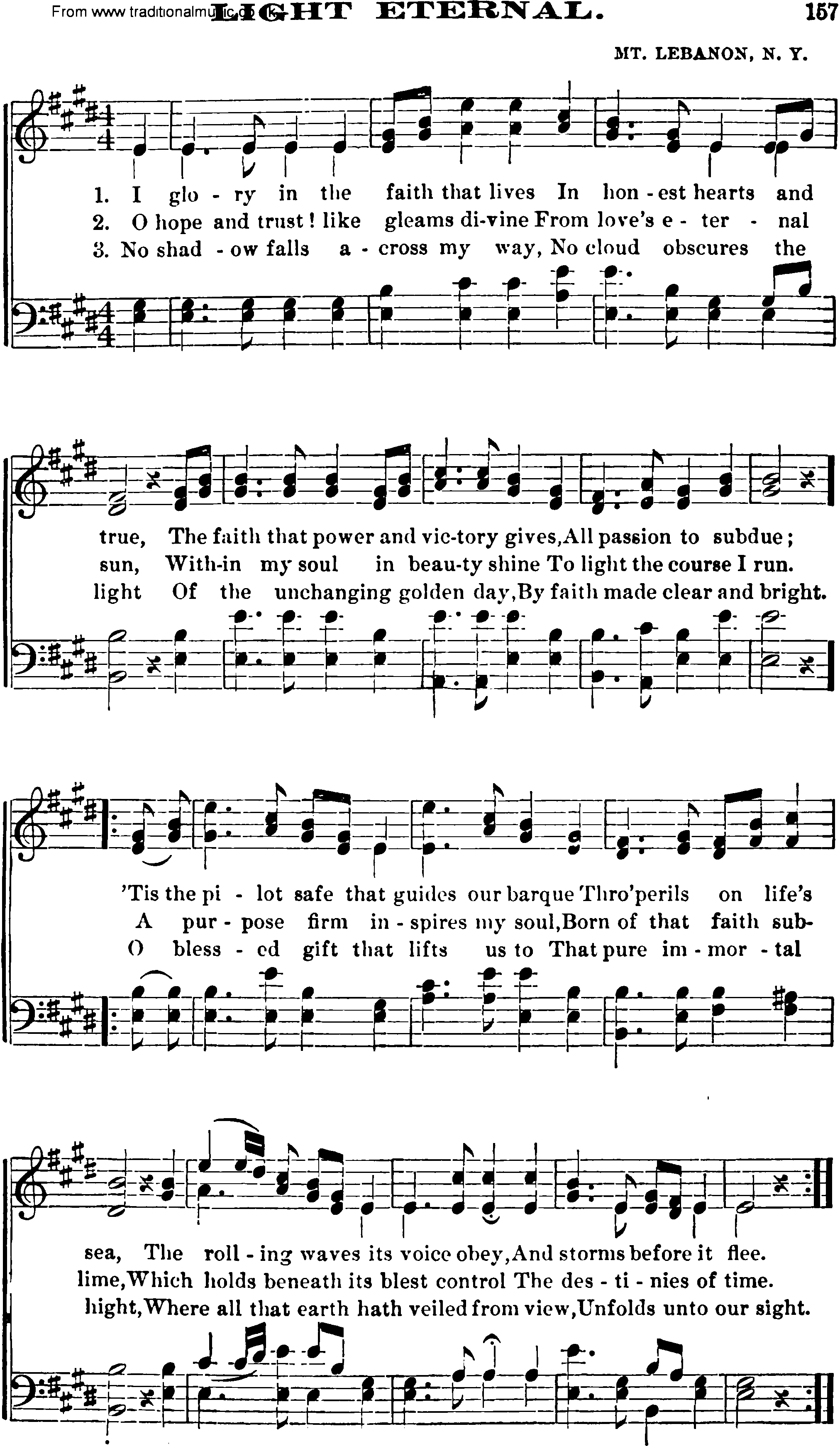 Shaker Music collection, Hymn: Light Eternal, sheetmusic and PDF