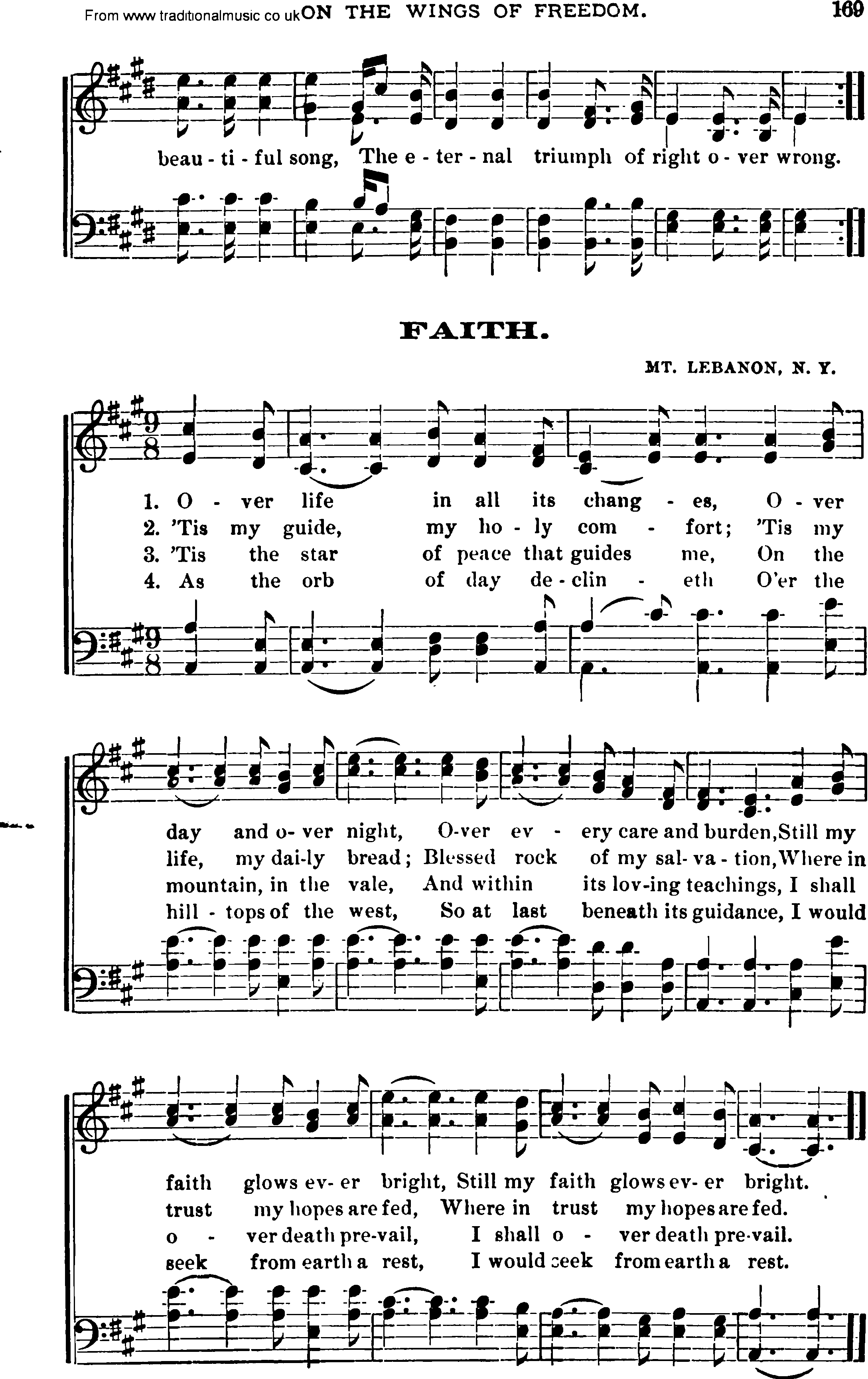 Shaker Music collection, Hymn: Faith, sheetmusic and PDF