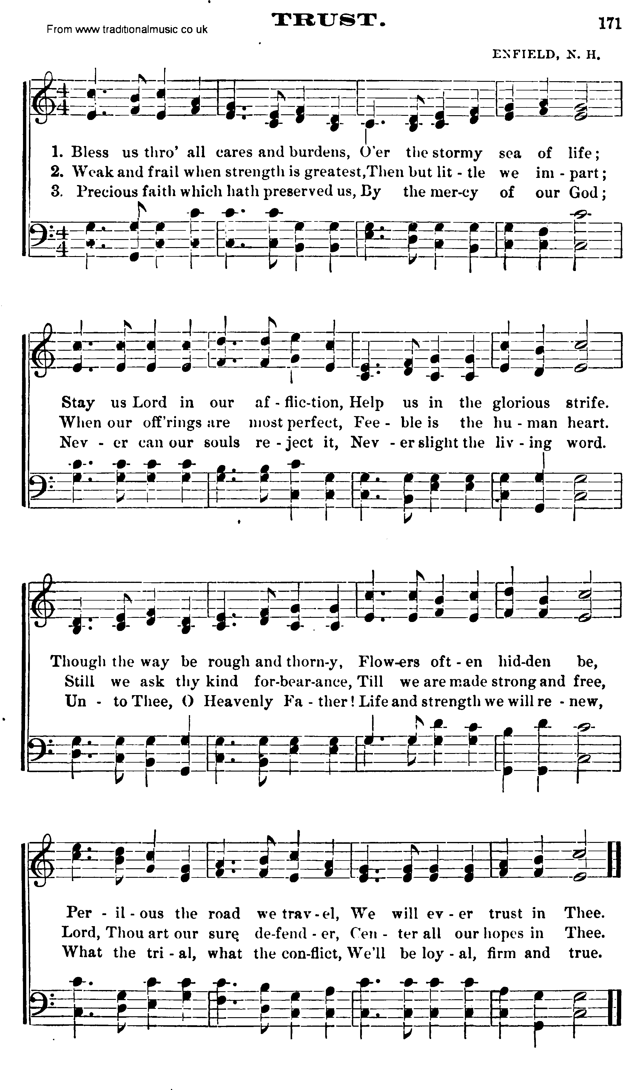 Shaker Music collection, Hymn: Trust, sheetmusic and PDF