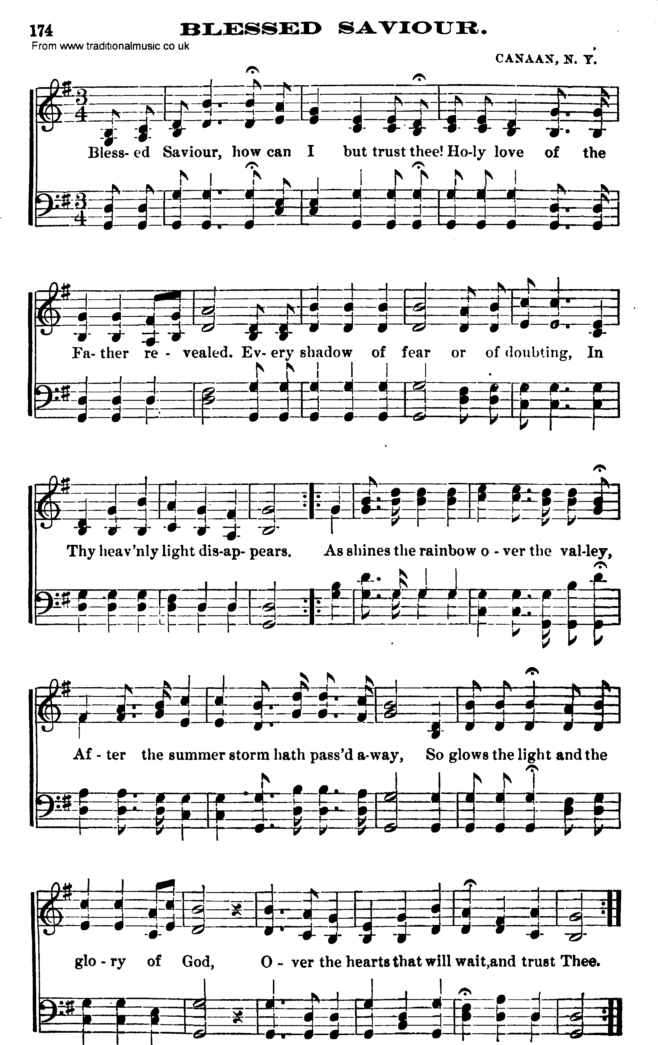 Shaker Music collection, Hymn: Blessed Saviour, sheetmusic and PDF