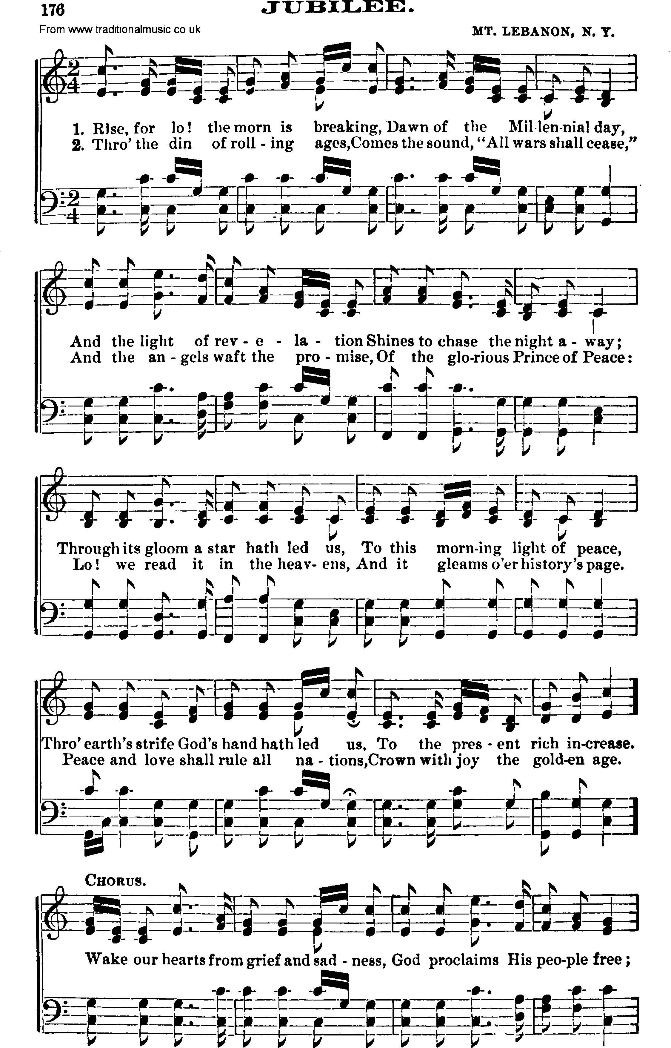 Shaker Music collection, Hymn: Jubilee, sheetmusic and PDF