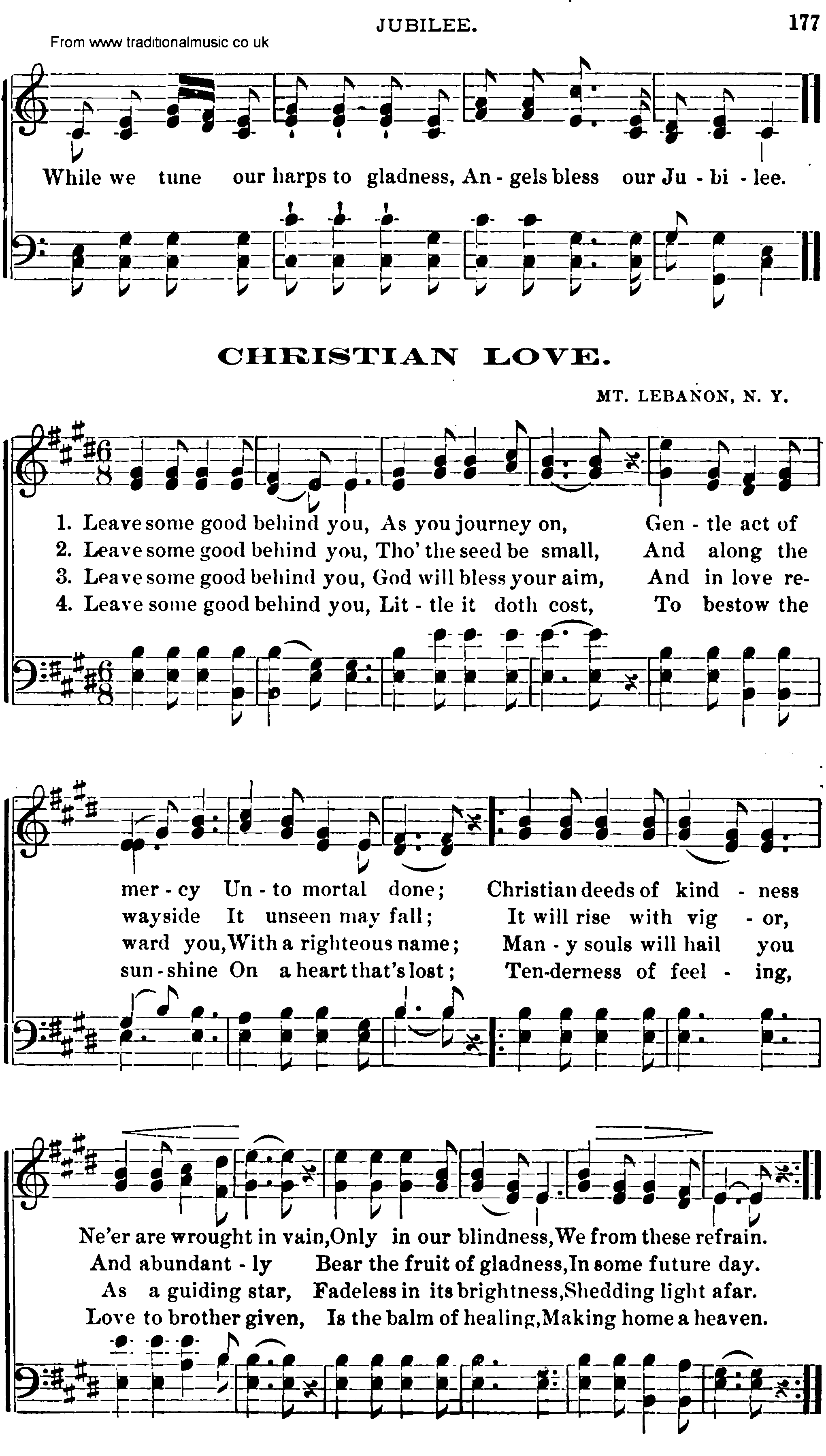 Shaker Music collection, Hymn: Christian Love, sheetmusic and PDF