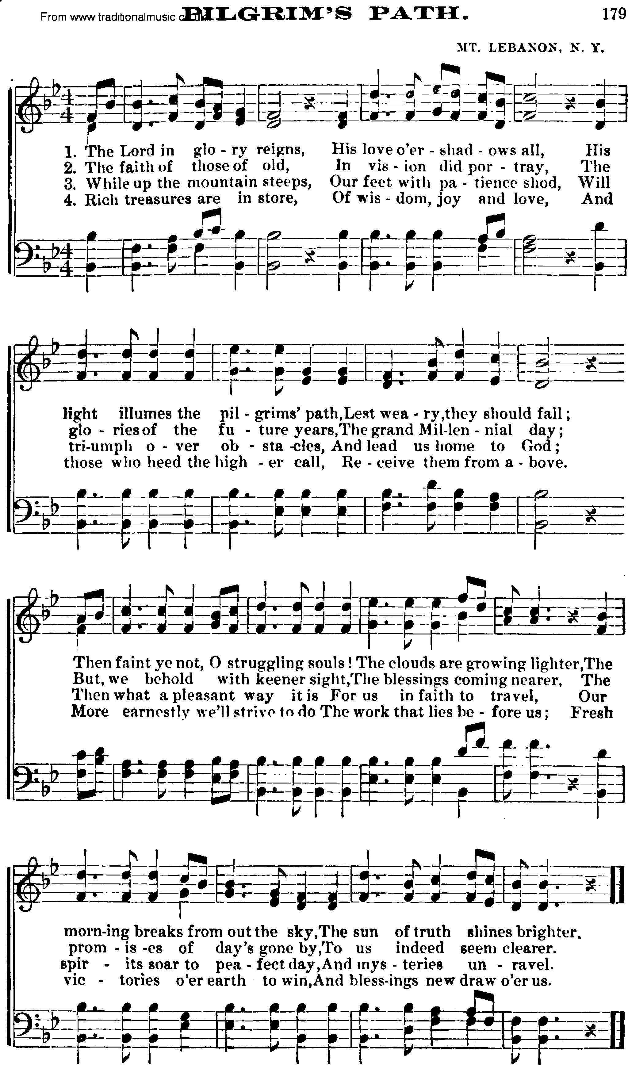 Shaker Music collection, Hymn: Pilgrims Path, sheetmusic and PDF