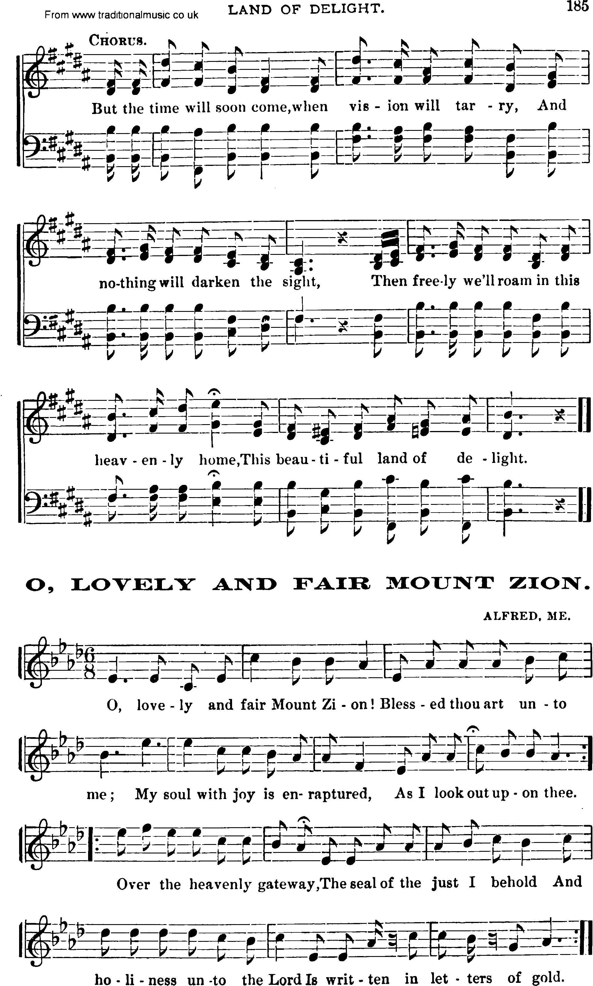 Shaker Music collection, Hymn: O, Lovely And Fair Mount Zion, sheetmusic and PDF