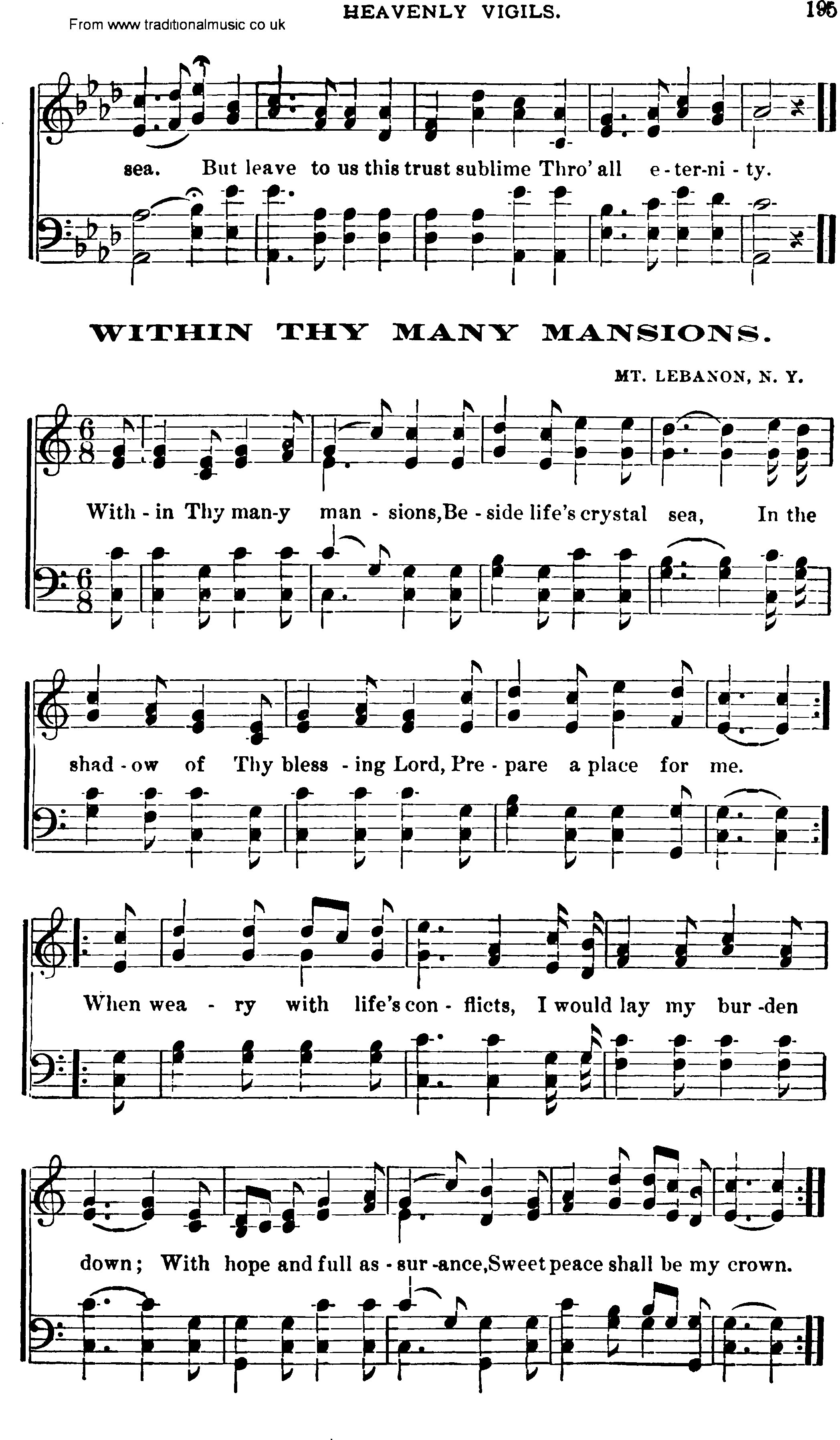 Shaker Music collection, Hymn: Within Thy Many Mansions, sheetmusic and PDF