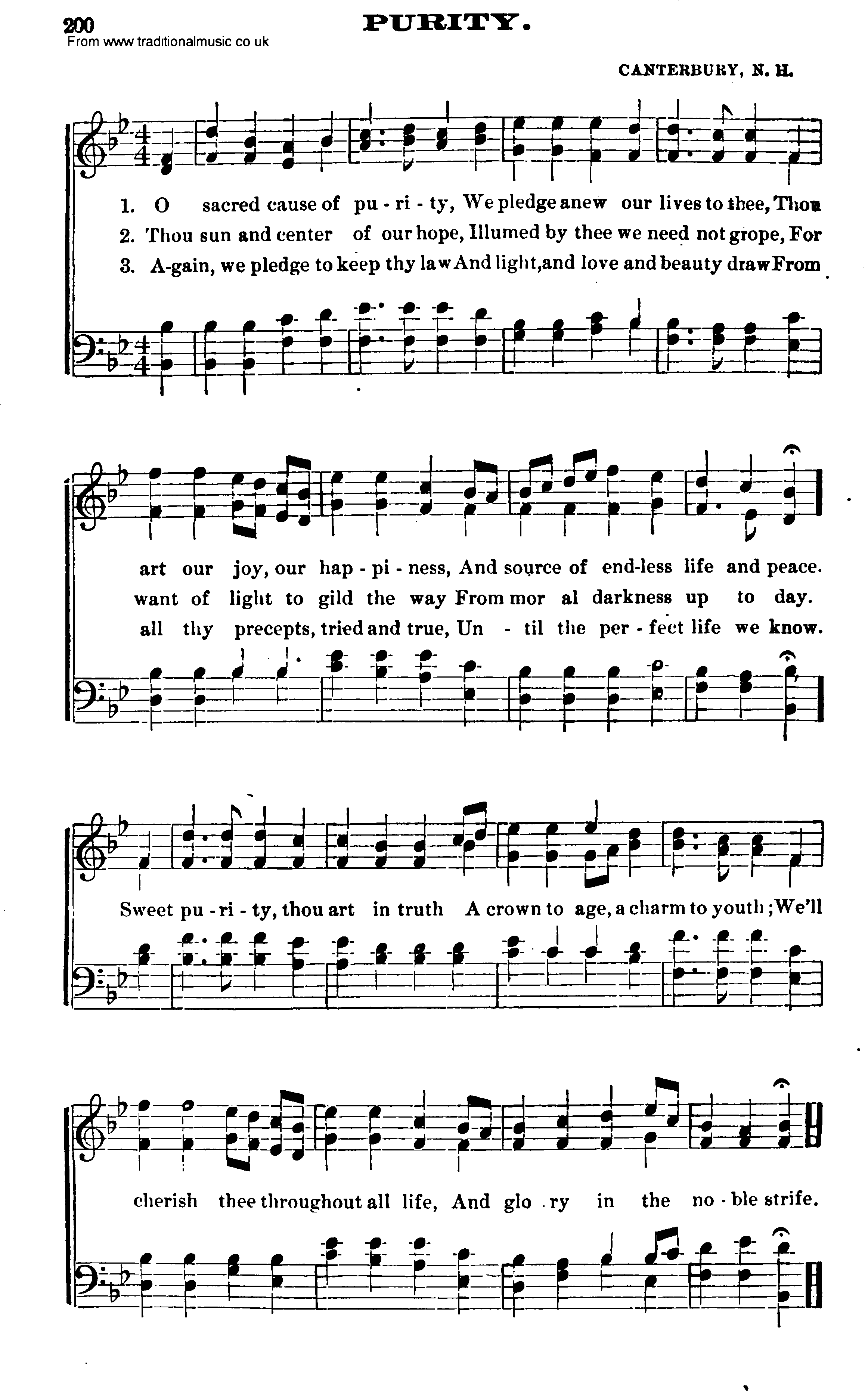 Shaker Music collection, Hymn: Purity, sheetmusic and PDF