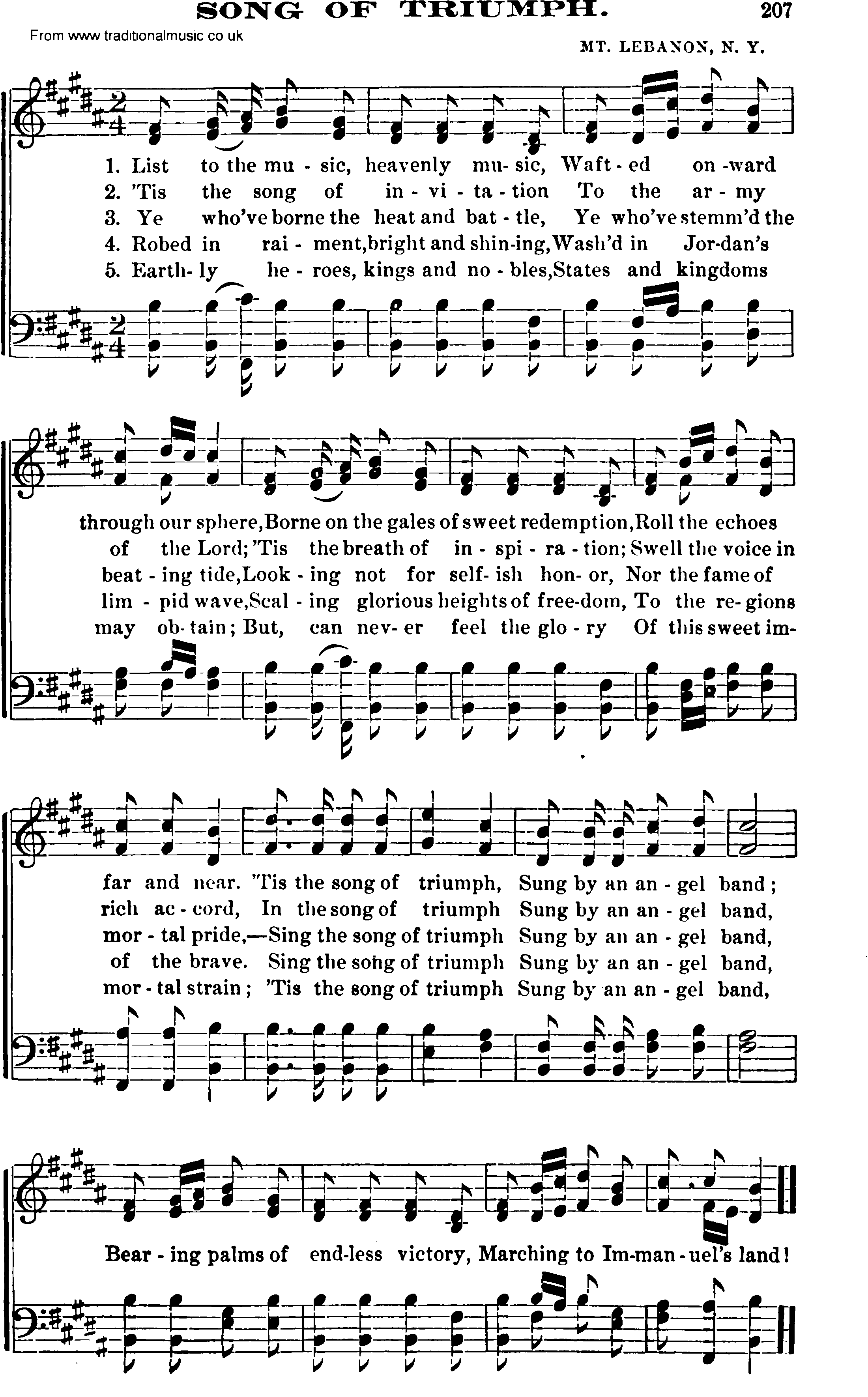 Shaker Music collection, Hymn: Song Of Triumph, sheetmusic and PDF