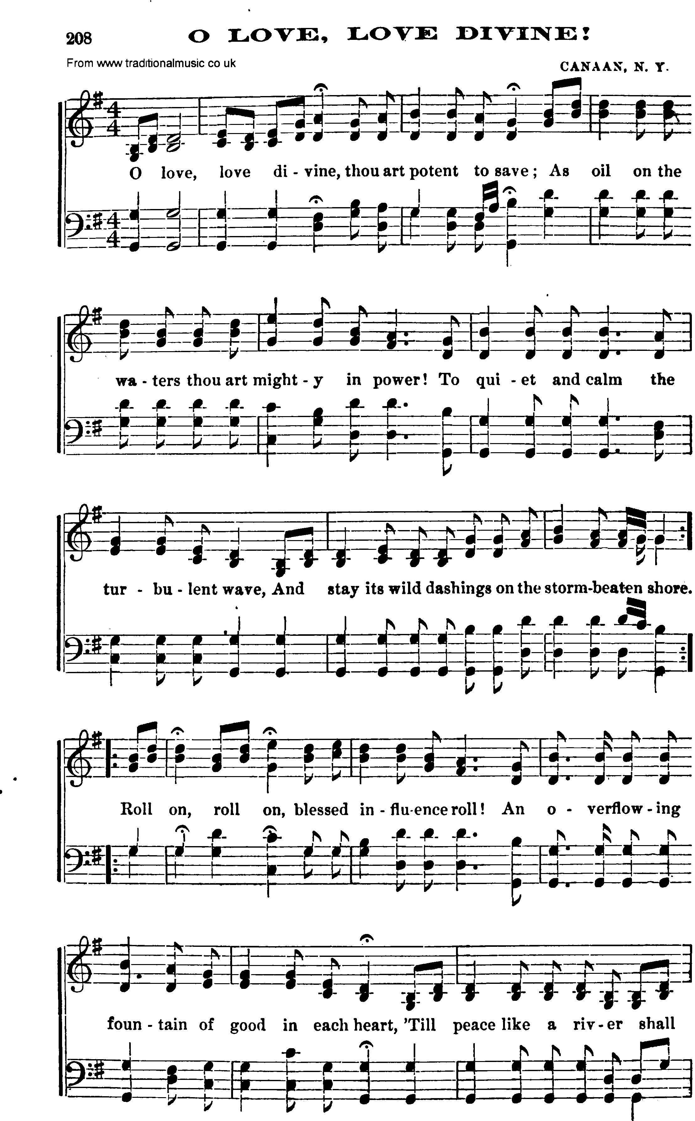 Shaker Music collection, Hymn: O Love, Love Divine, sheetmusic and PDF