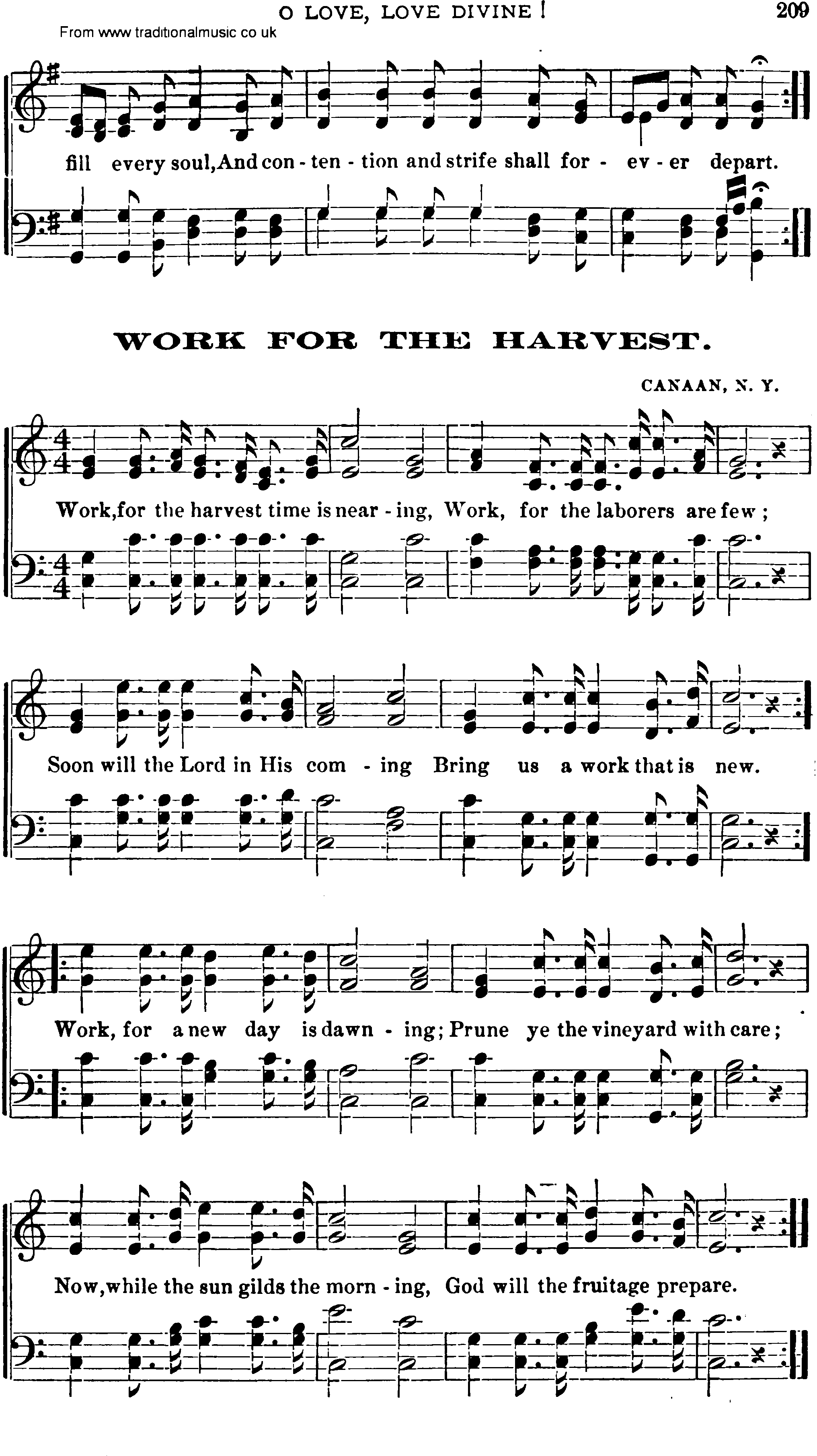 Shaker Music collection, Hymn: Work For The Harvest, sheetmusic and PDF