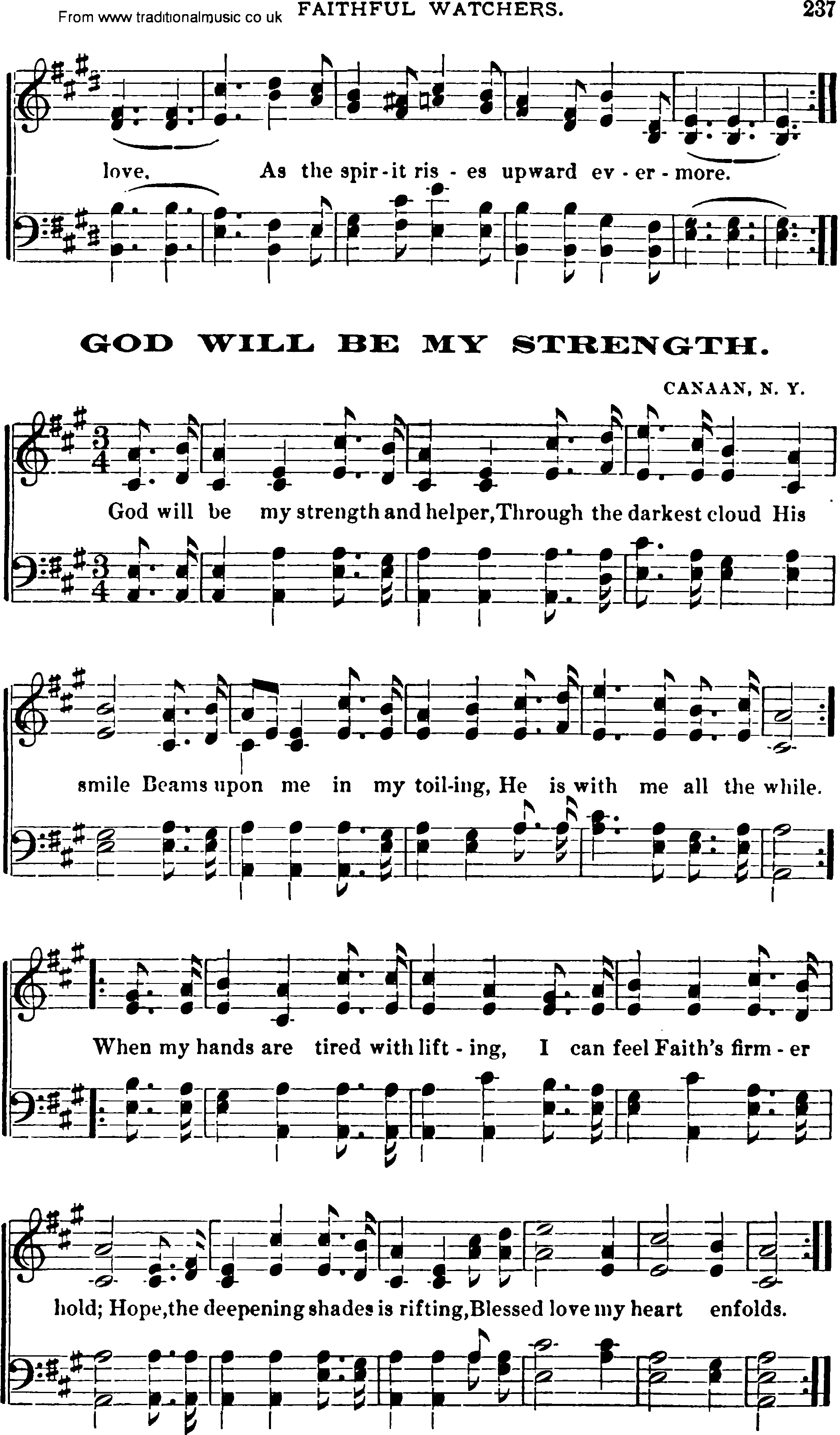 Shaker Music collection, Hymn: God Will Be My Strength, sheetmusic and PDF