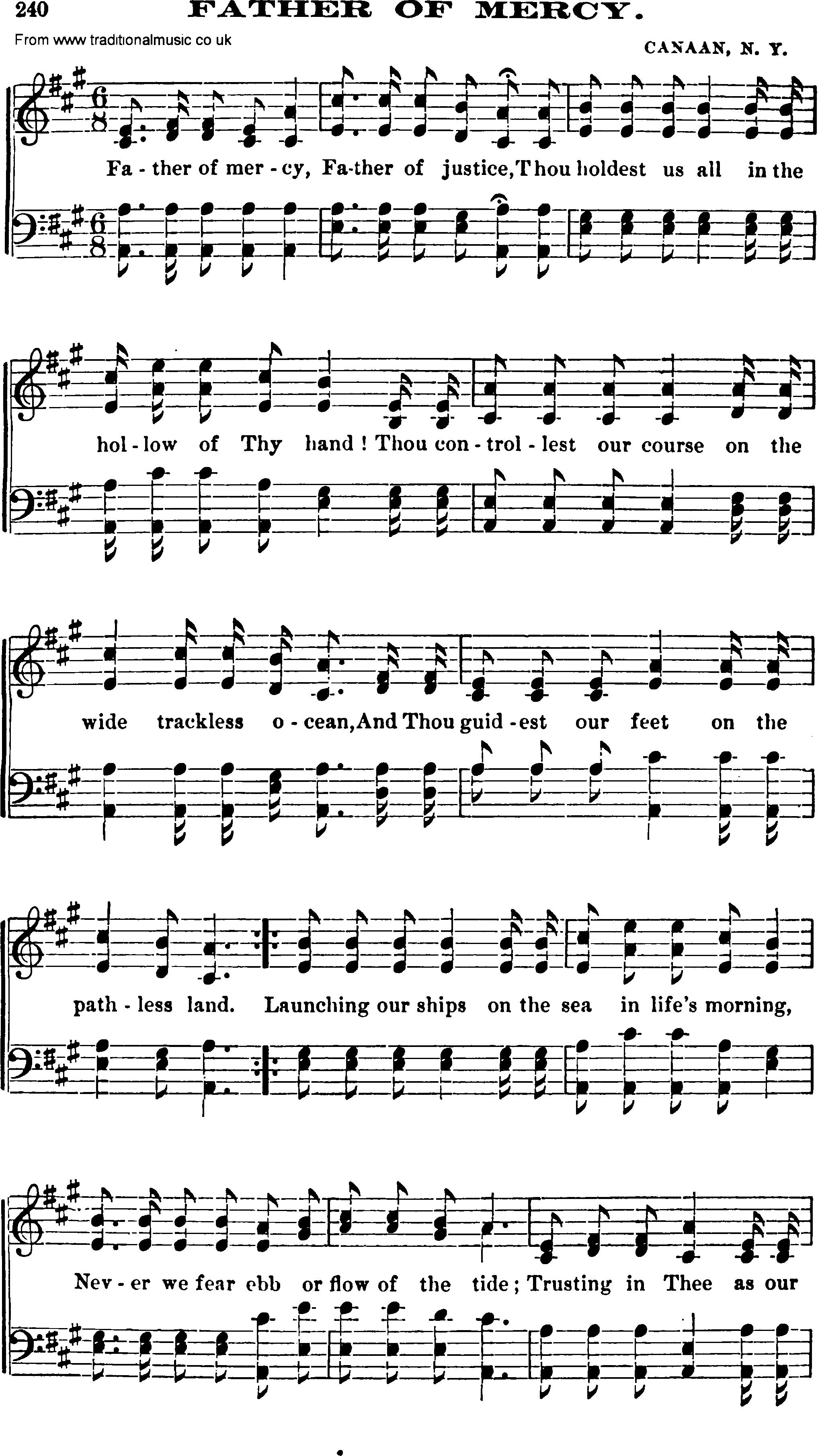 Shaker Music collection, Hymn: Father Of Mercy, sheetmusic and PDF