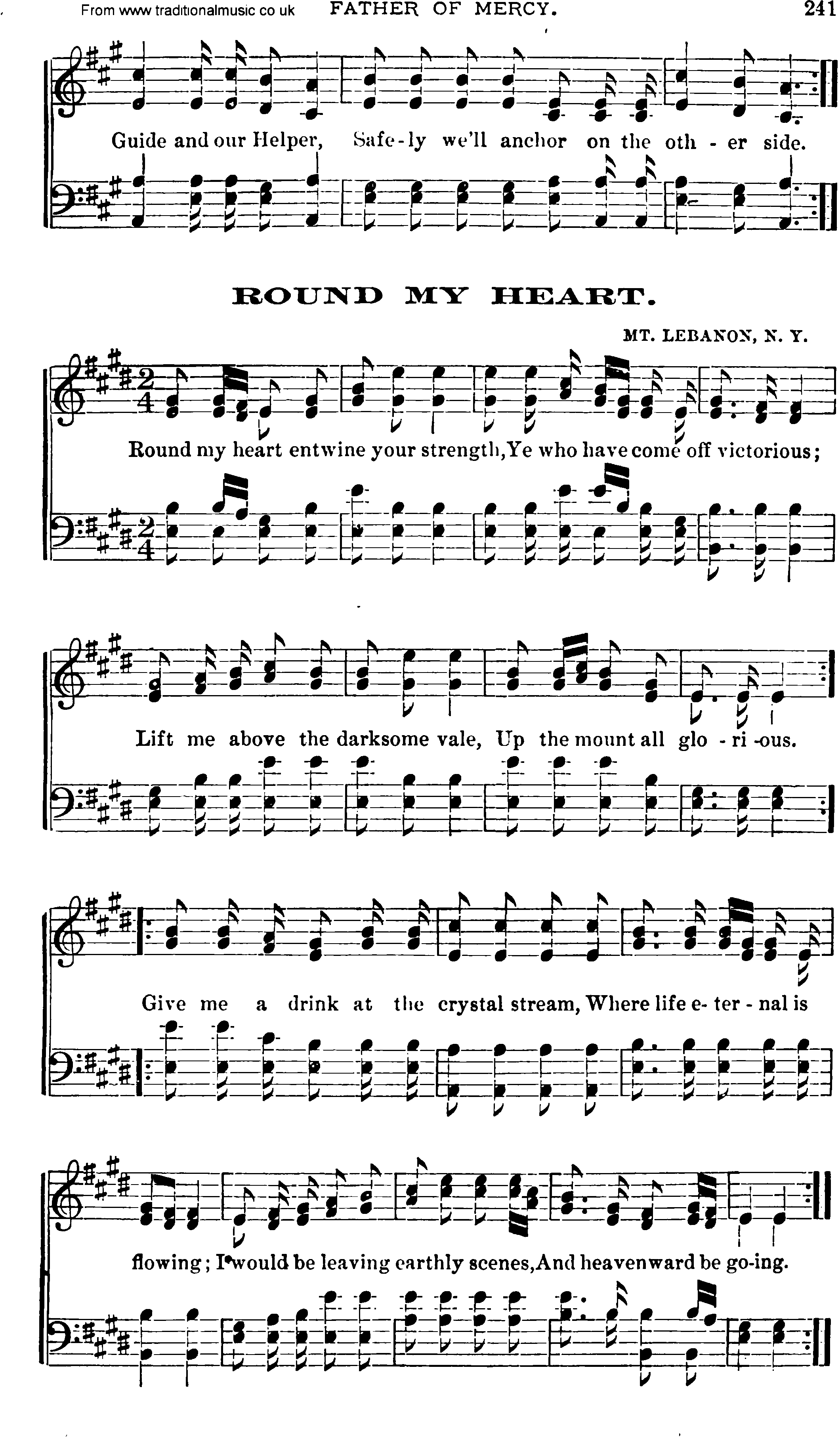Shaker Music collection, Hymn: Round My Heart, sheetmusic and PDF