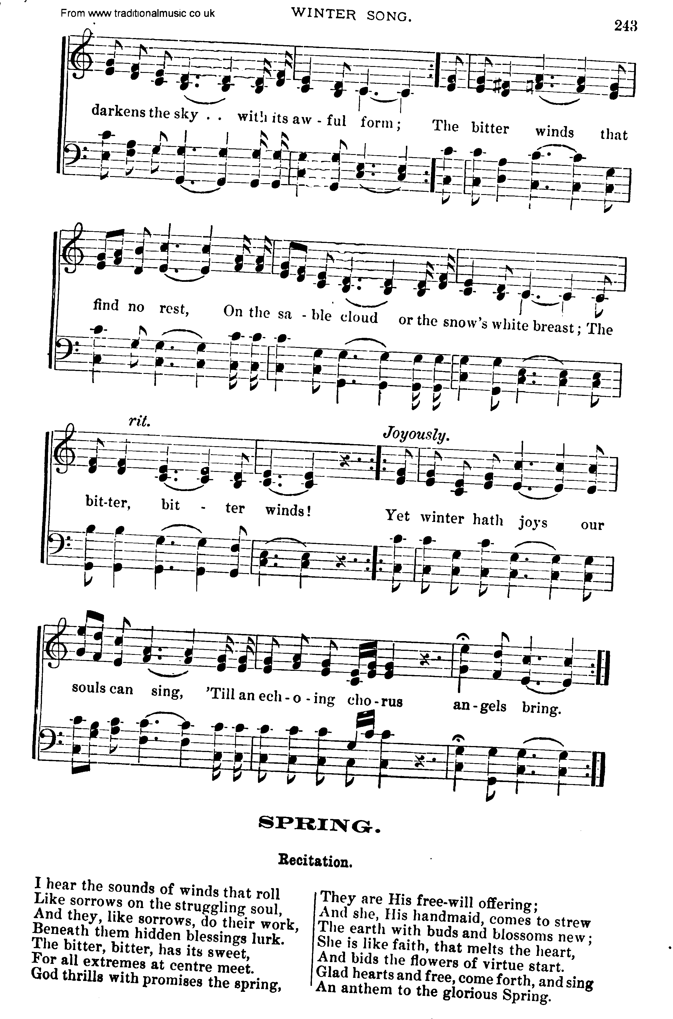 Shaker Music collection, Hymn: Spring, sheetmusic and PDF