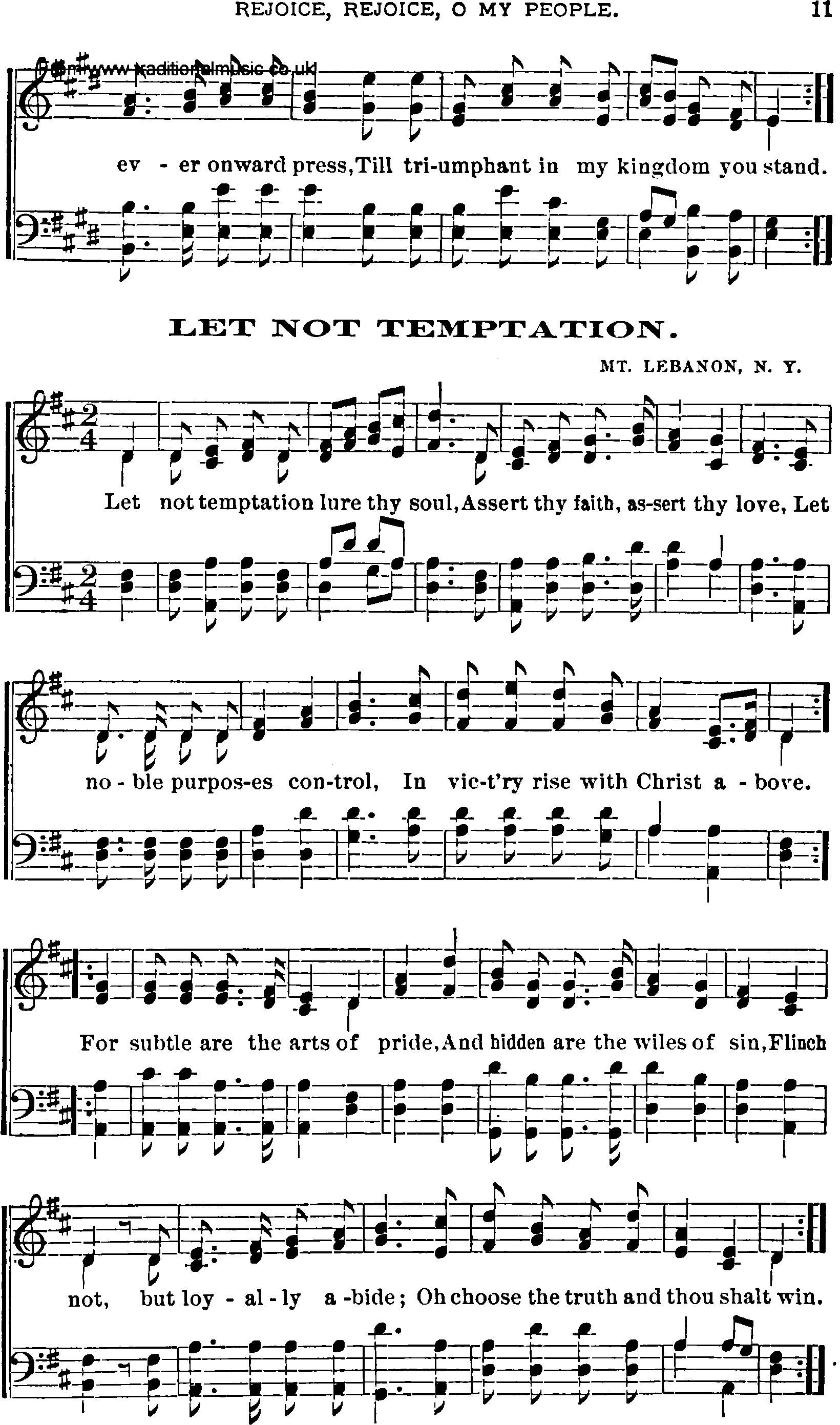 Shaker Music collection, Hymn: let not temptation, sheetmusic and PDF