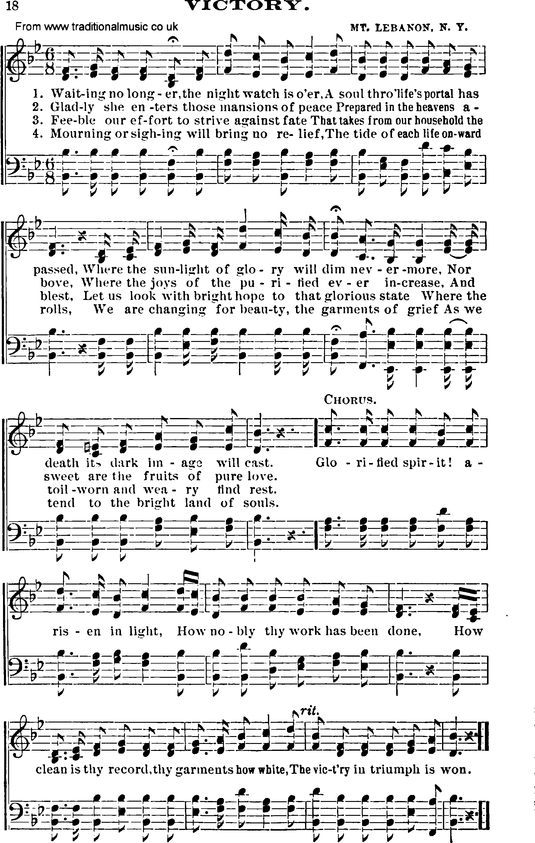 Shaker Music collection, Hymn: victory, sheetmusic and PDF
