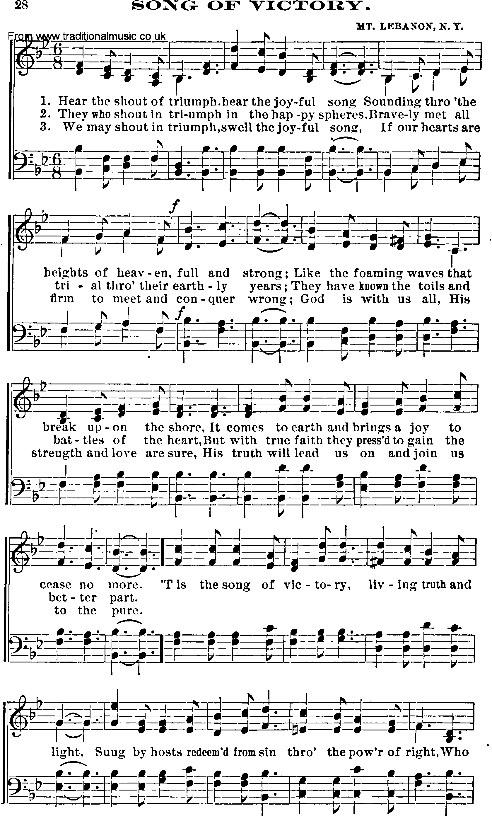 Shaker Music collection, Hymn: song of victory, sheetmusic and PDF