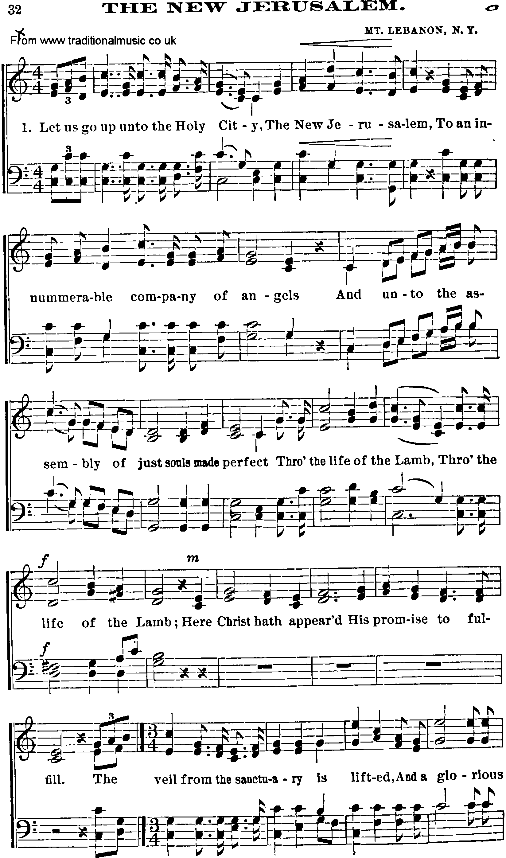 Shaker Music collection, Hymn: the new jerusalem, sheetmusic and PDF