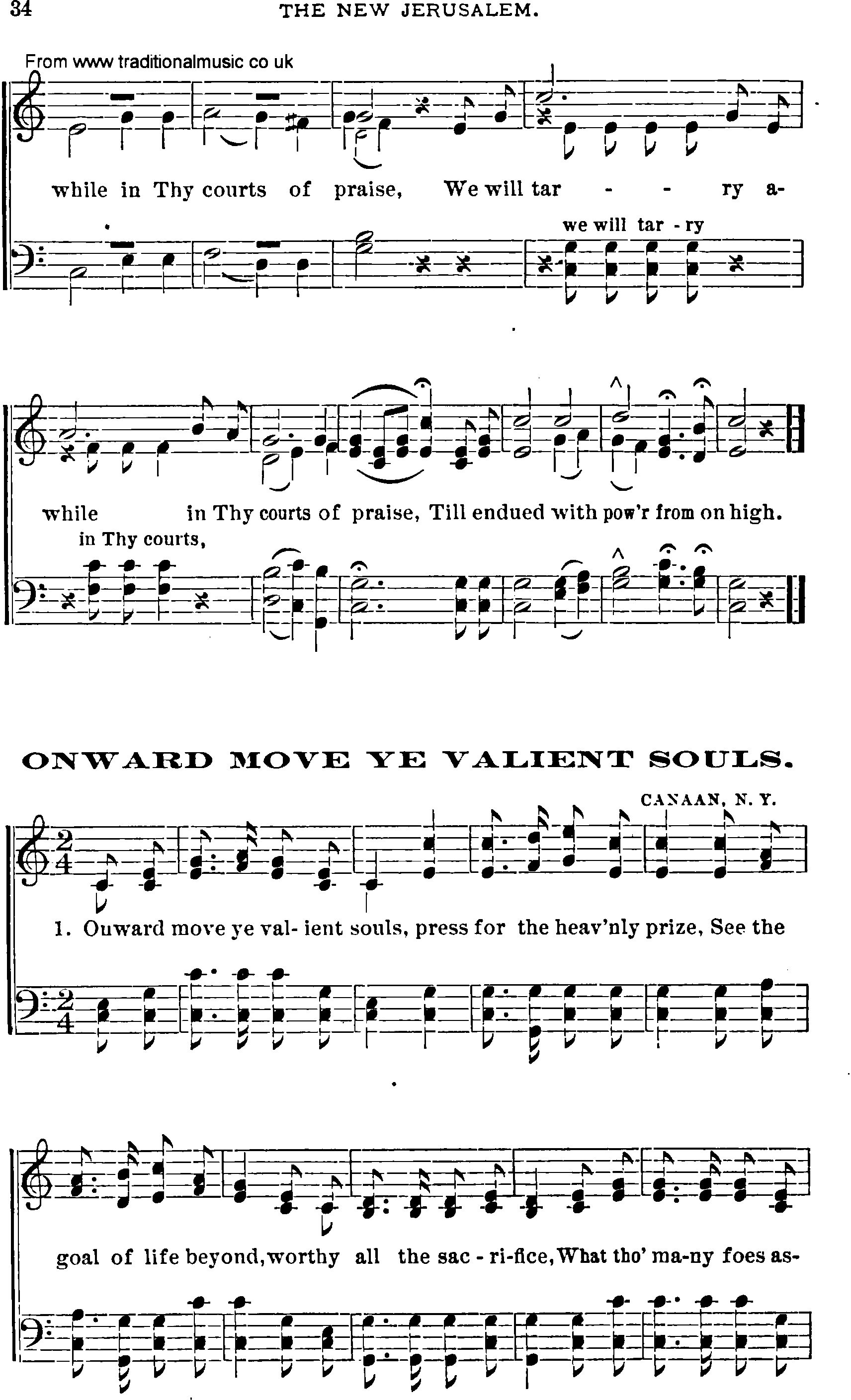 Shaker Music collection, Hymn: onward move ye valient souls, sheetmusic and PDF
