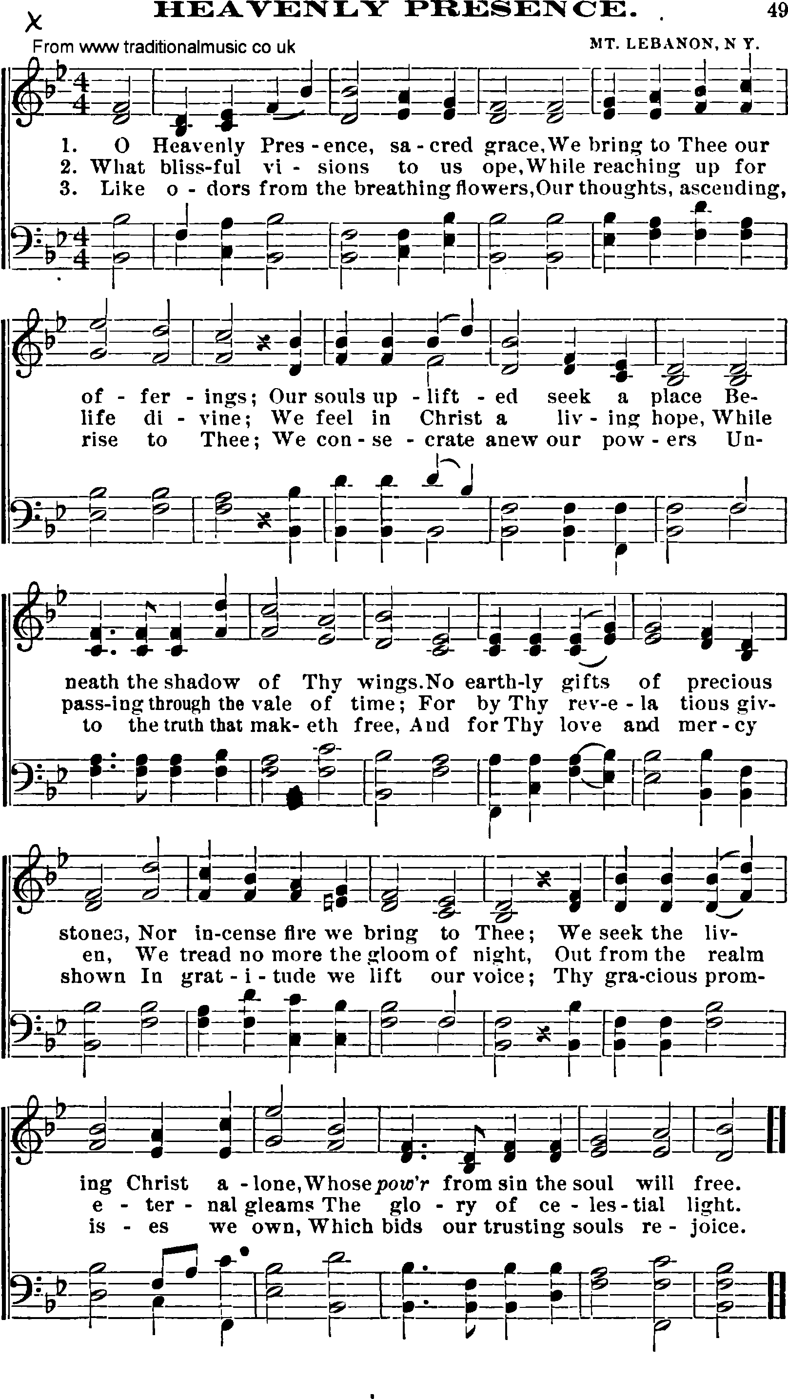 Shaker Music collection, Hymn: heavenly presence, sheetmusic and PDF