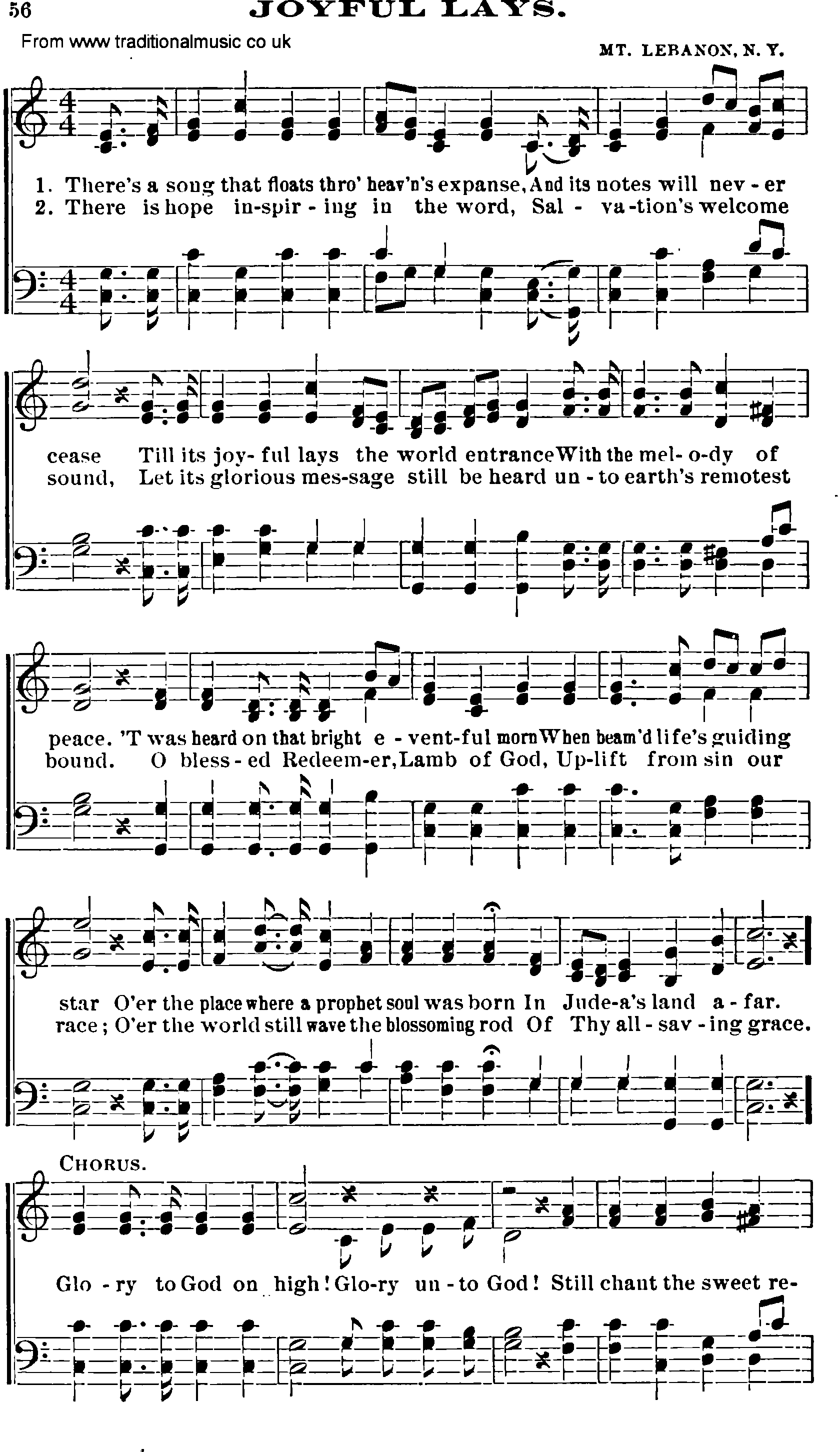 Shaker Music collection, Hymn: joyful lays, sheetmusic and PDF