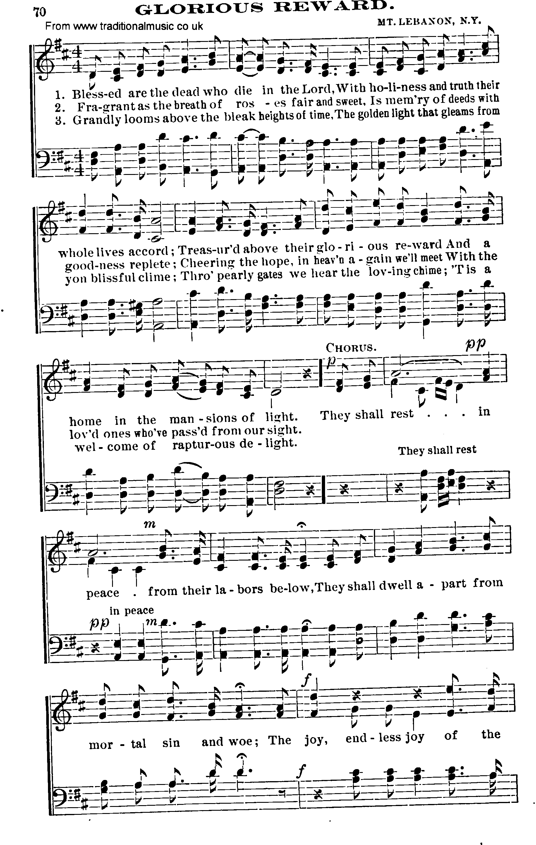 Shaker Music collection, Hymn: glorious reward, sheetmusic and PDF
