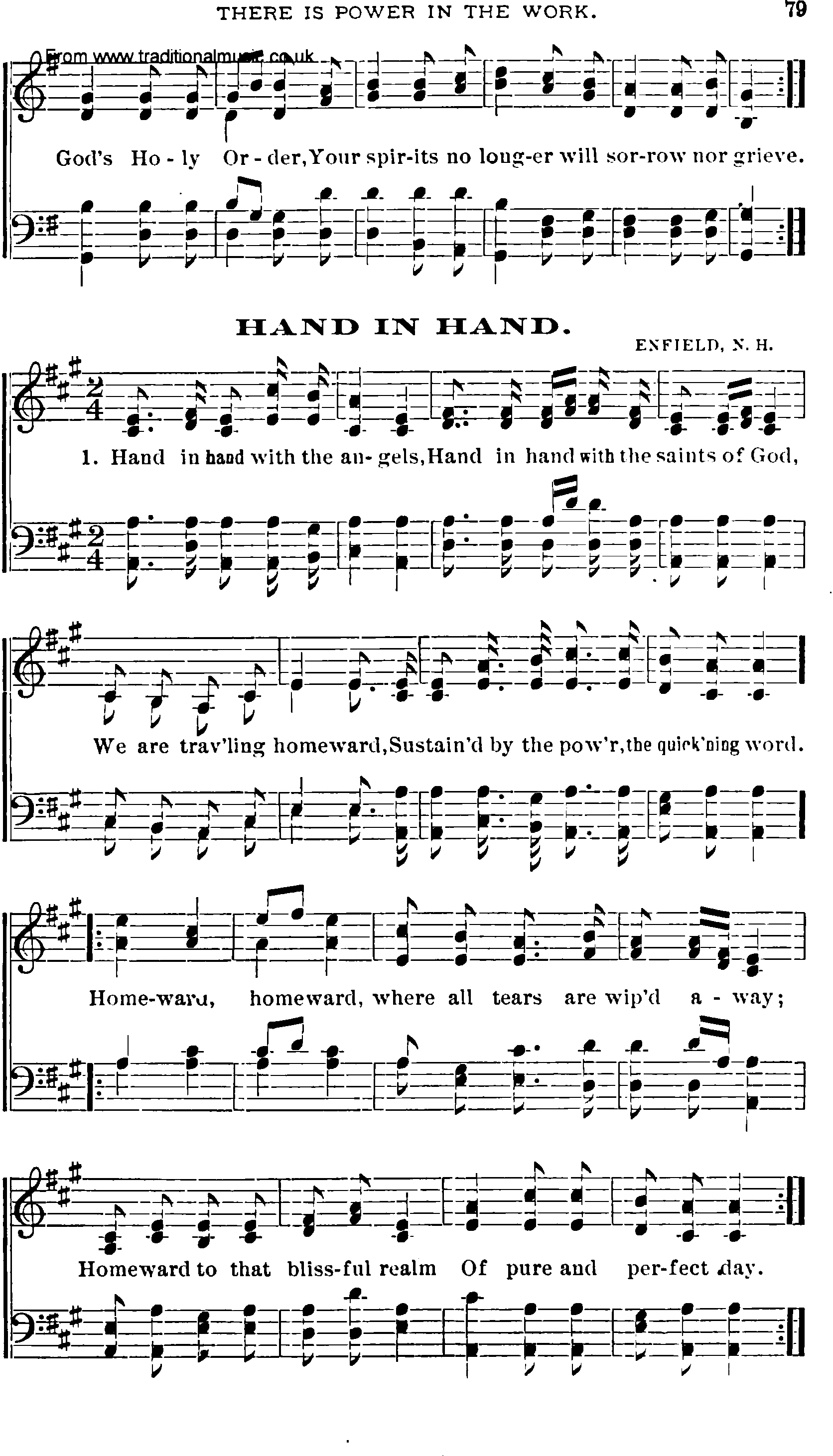Shaker Music collection, Hymn: hand in hand, sheetmusic and PDF