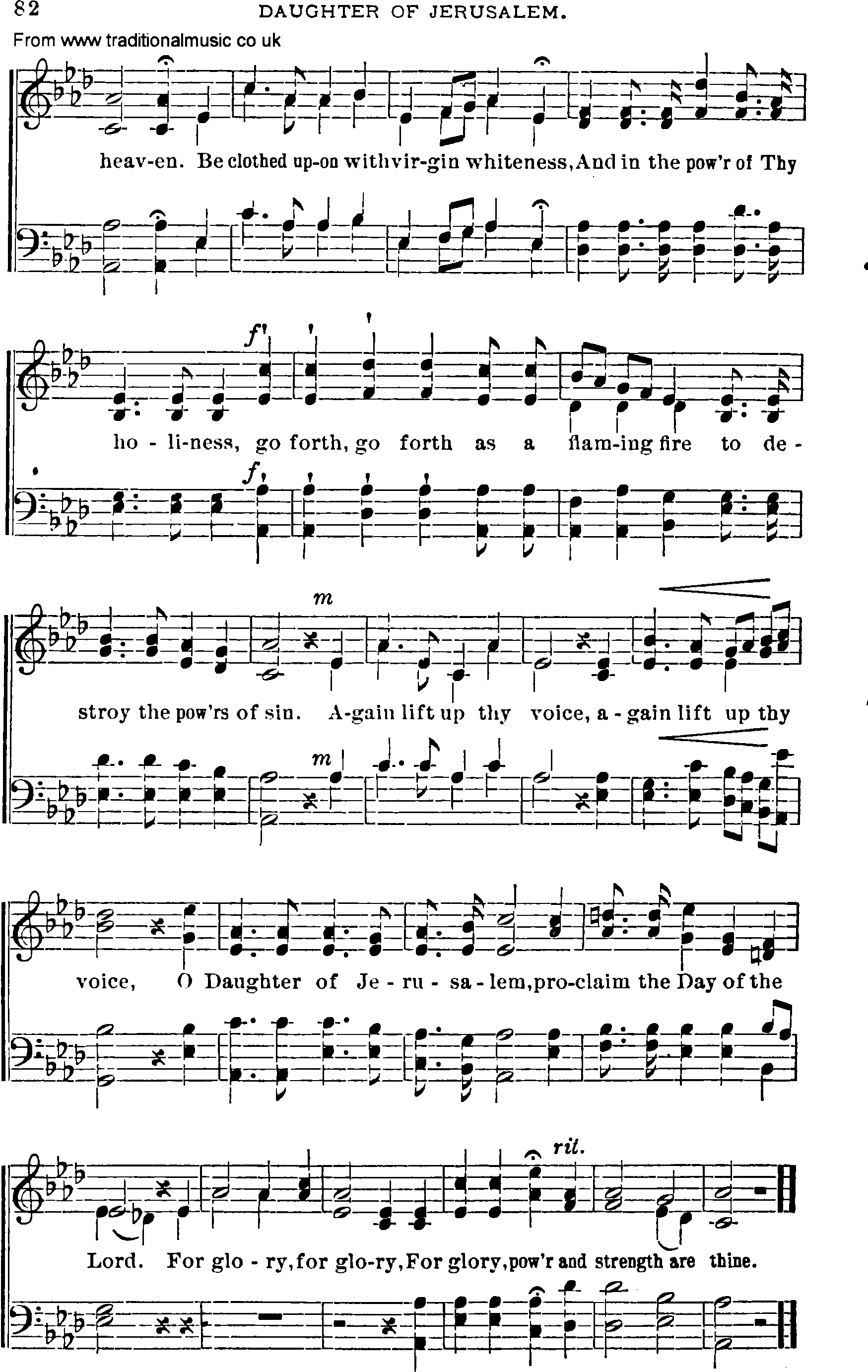 Shaker Music collection, Hymn: daughter of jerusalem, sheetmusic and PDF