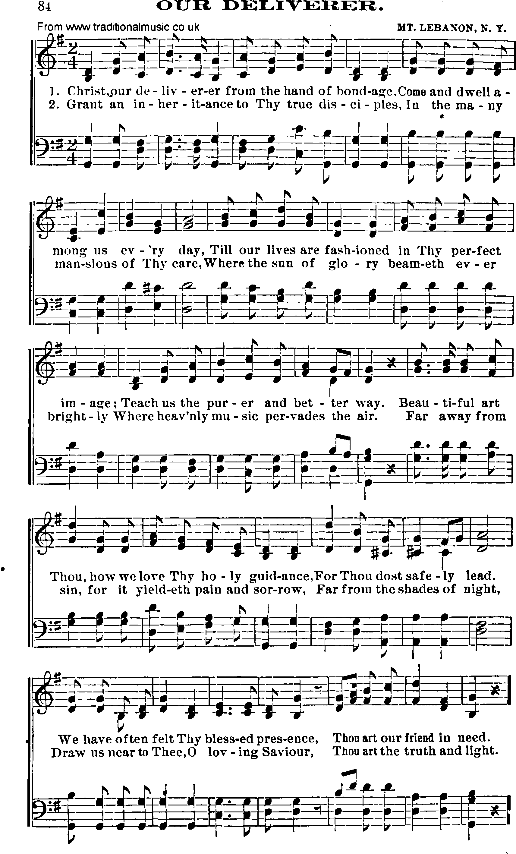Shaker Music collection, Hymn: our deliverer, sheetmusic and PDF
