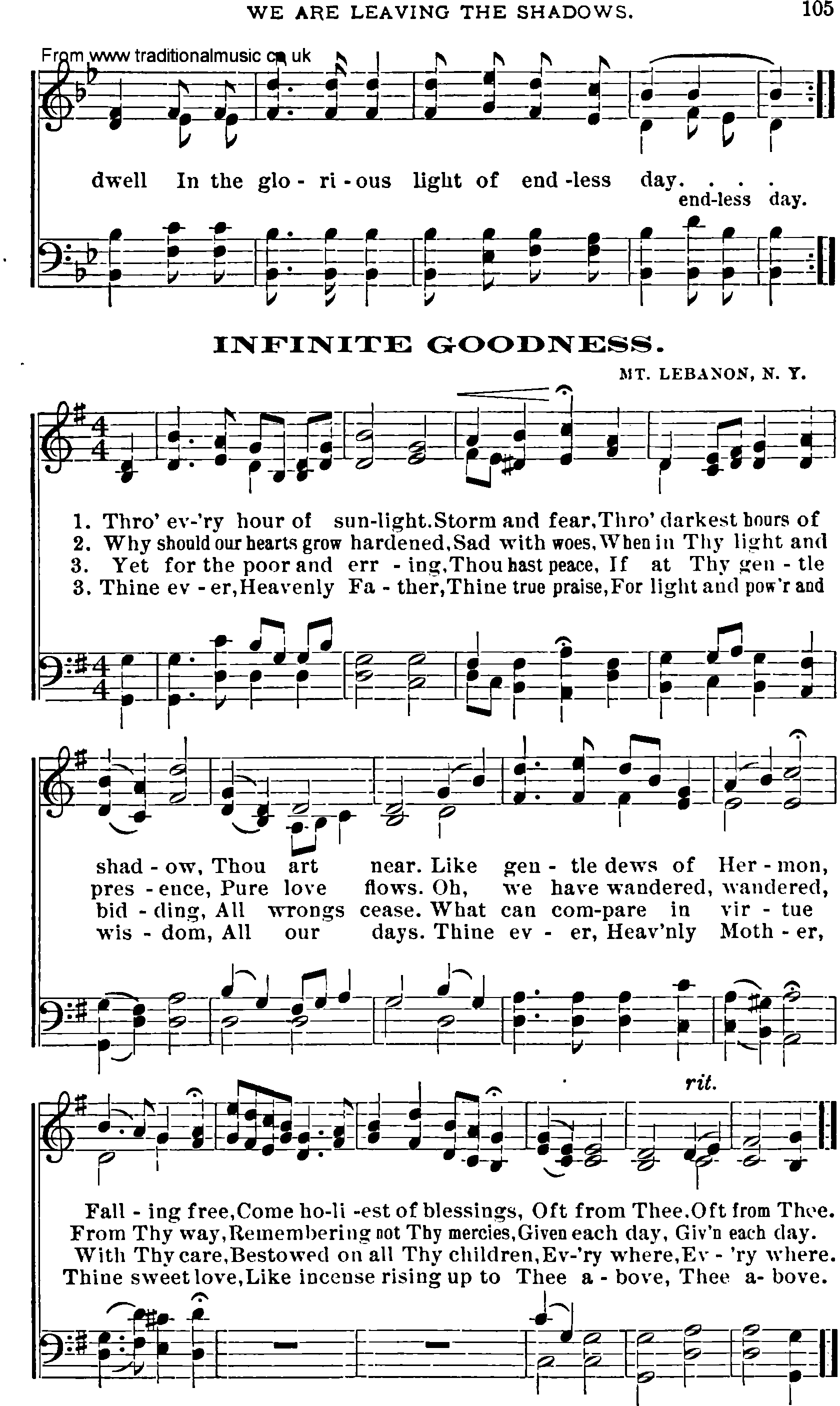 Shaker Music collection, Hymn: infinite goodness, sheetmusic and PDF