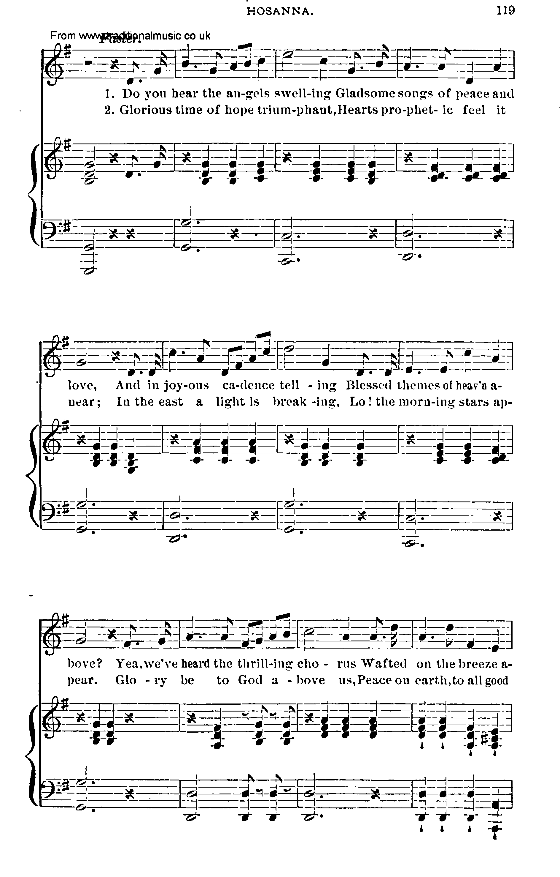 Shaker Music collection, Hymn: hosanna, sheetmusic and PDF