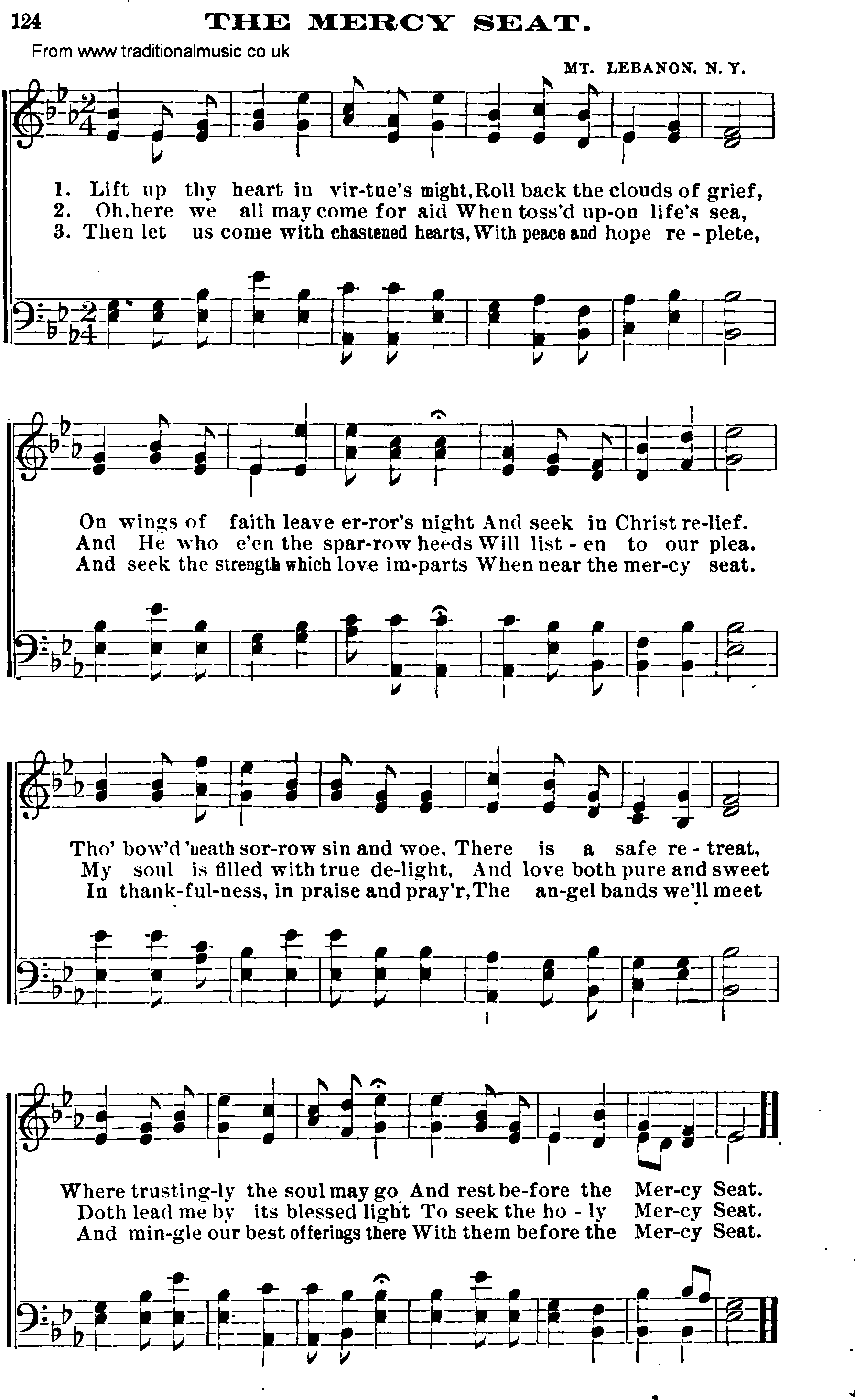 Shaker Music collection, Hymn: the mercy seat, sheetmusic and PDF