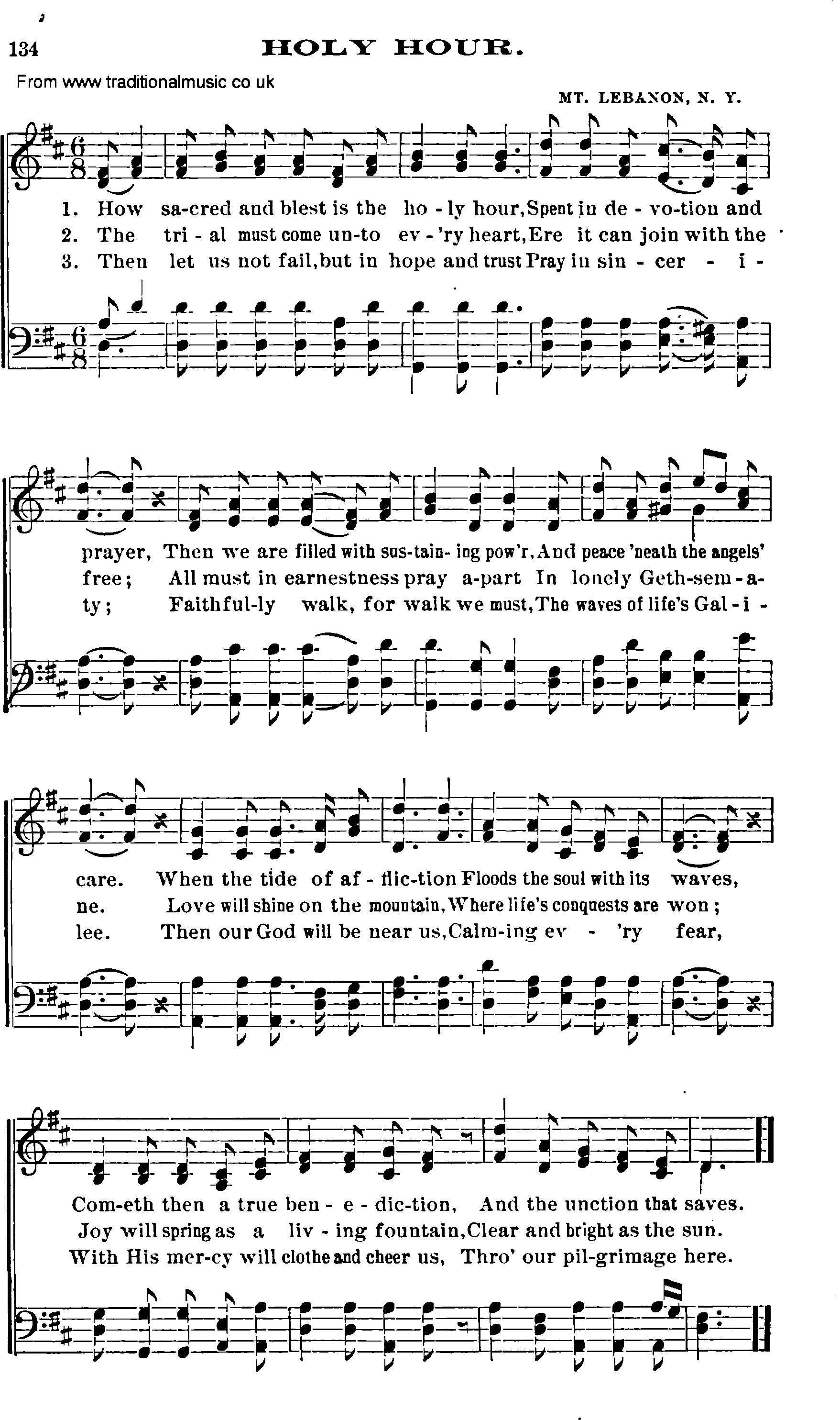 Shaker Music collection, Hymn: holy hour, sheetmusic and PDF