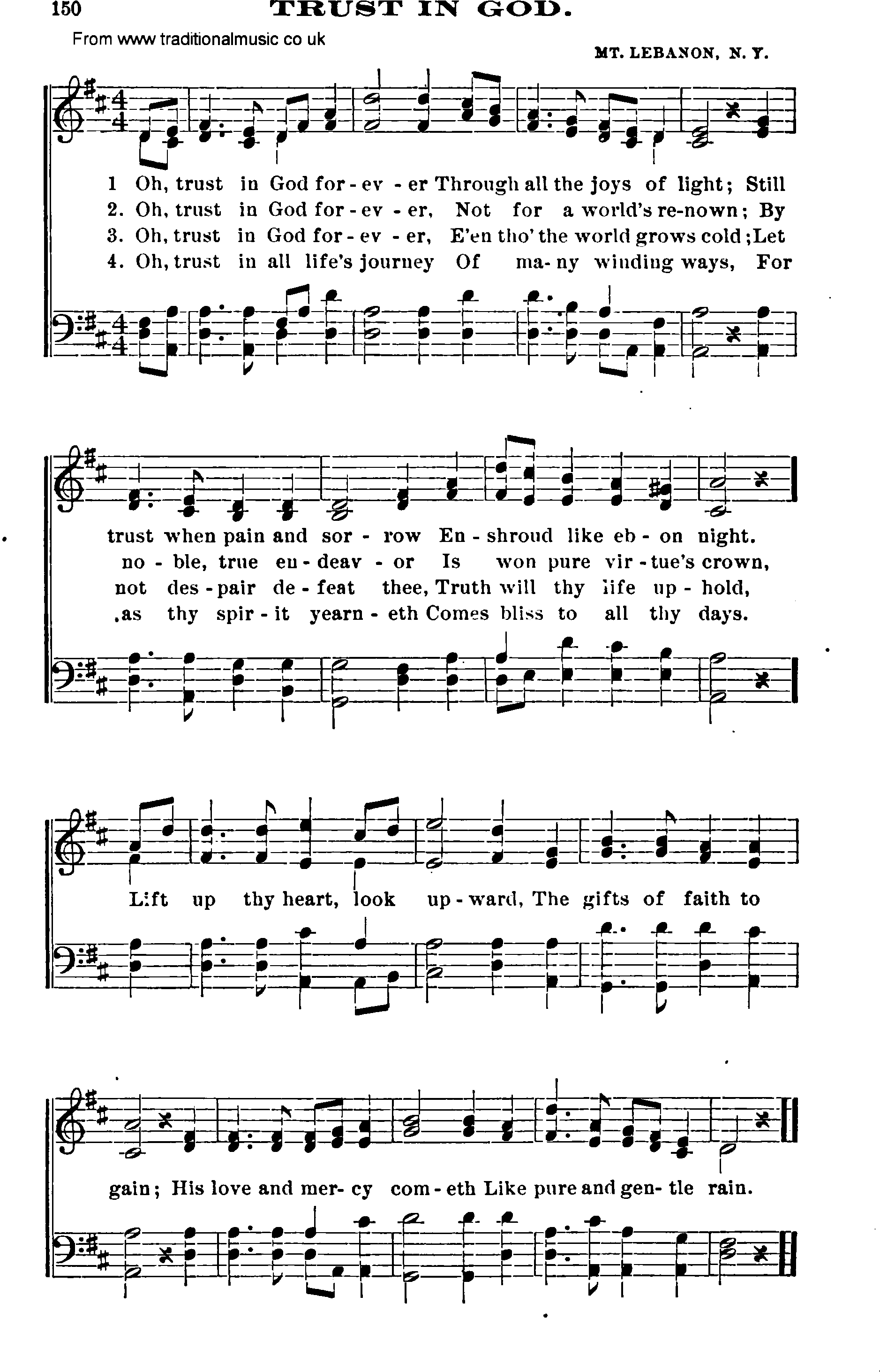 Shaker Music collection, Hymn: trust in god, sheetmusic and PDF