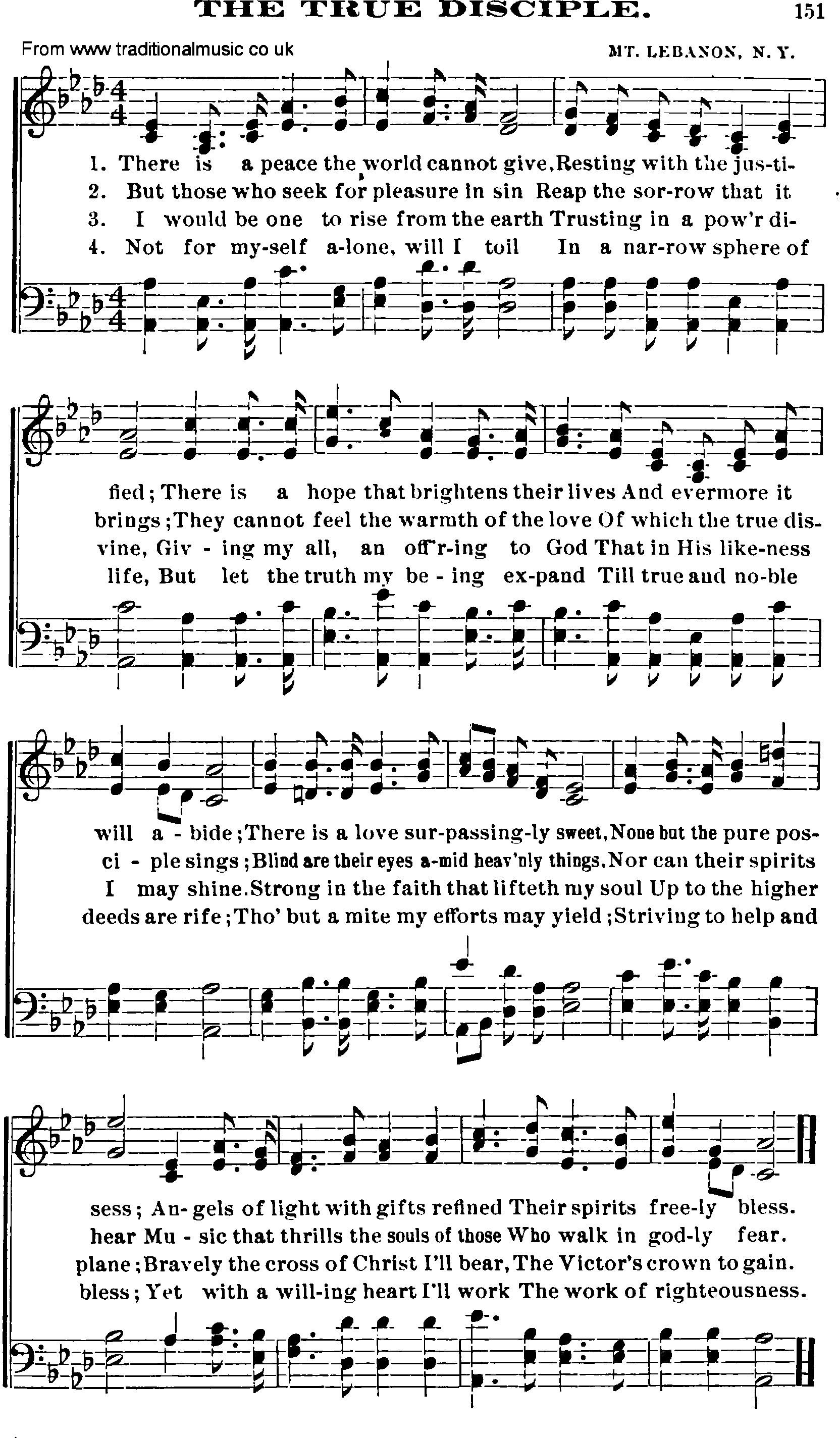 Shaker Music collection, Hymn: the true disciple, sheetmusic and PDF