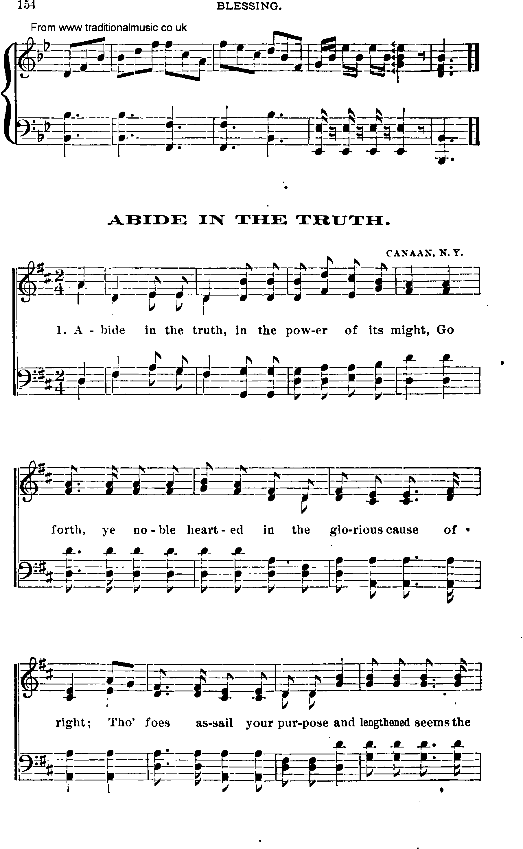 Shaker Music collection, Hymn: abide in the truth, sheetmusic and PDF