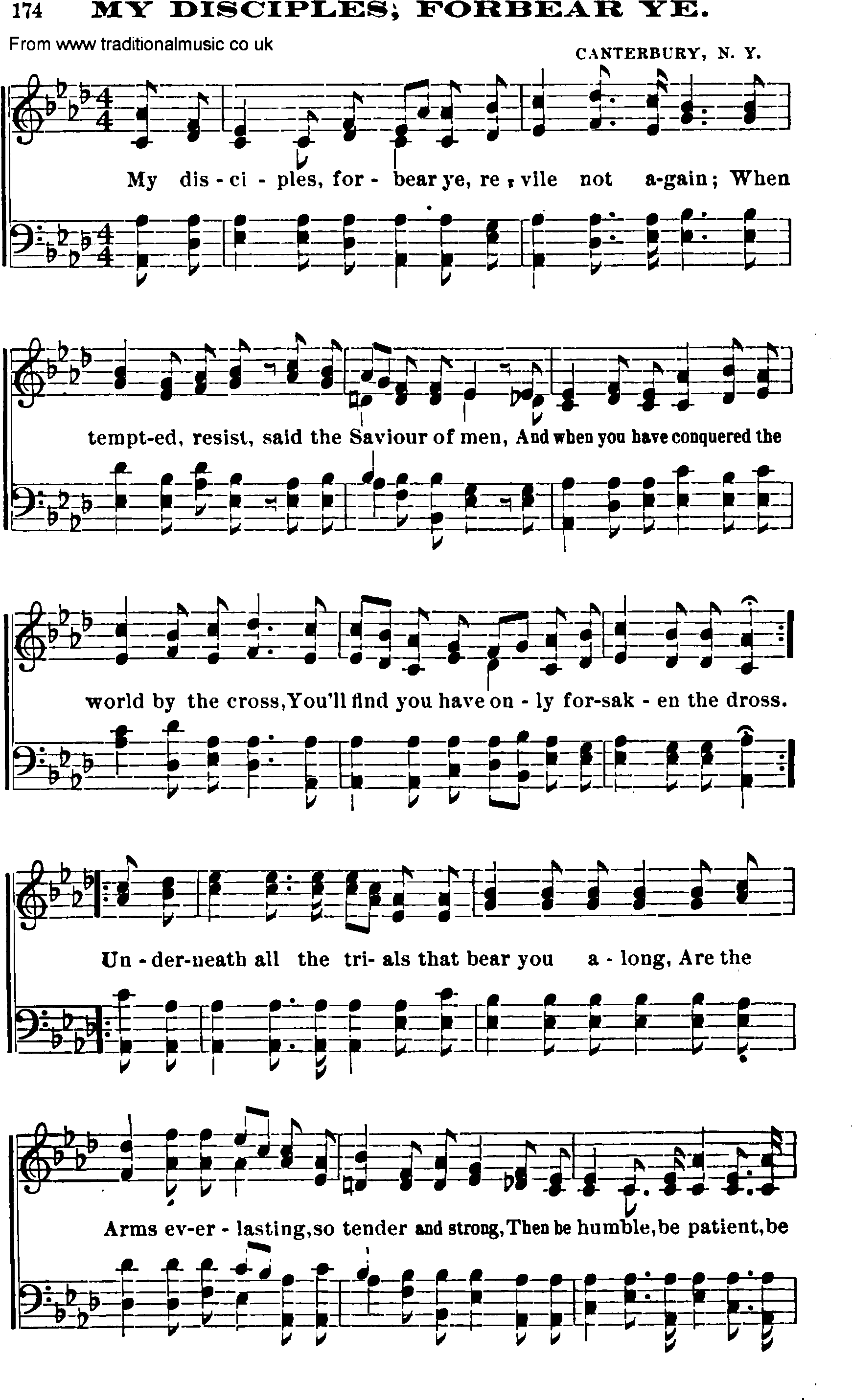 Shaker Music collection, Hymn: my disciples, forbear ye, sheetmusic and PDF