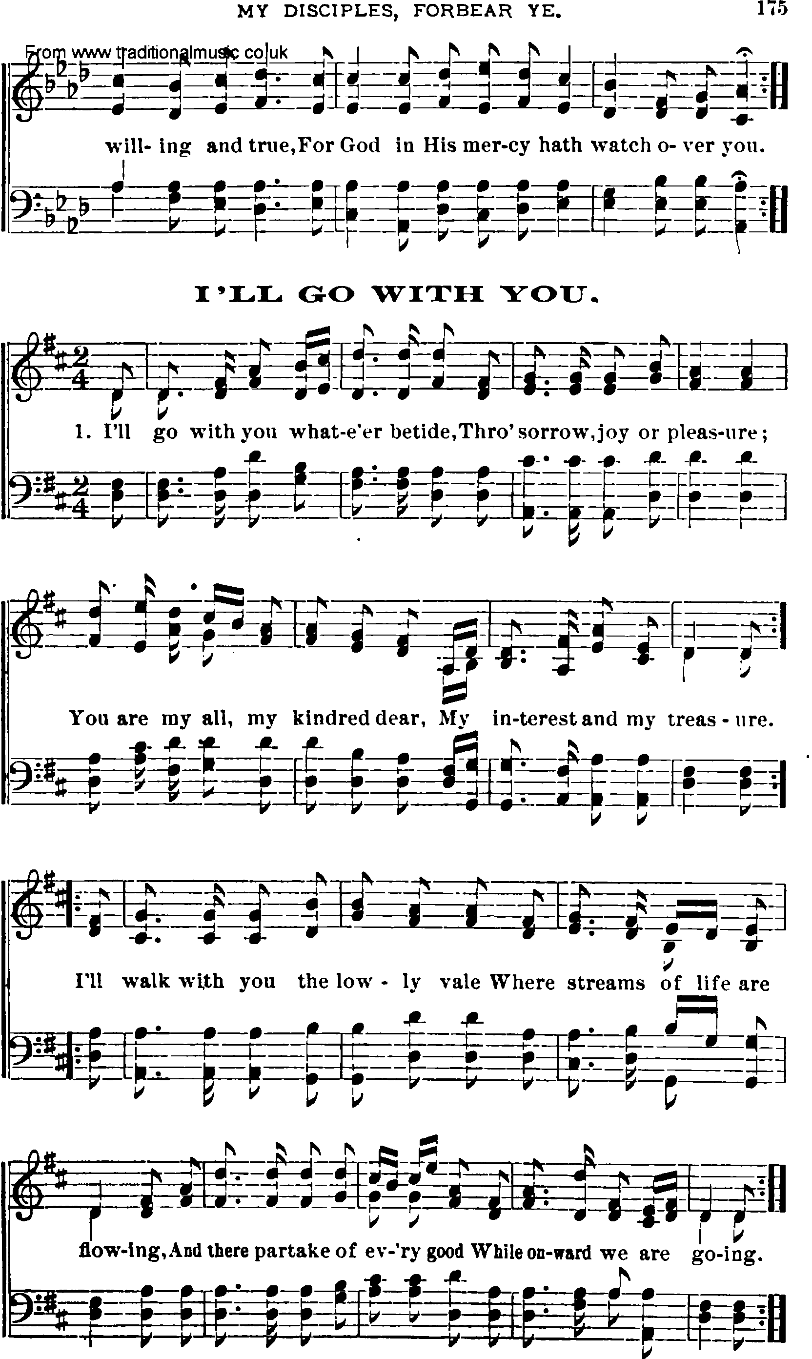 Shaker Music collection, Hymn: I'll go with you, sheetmusic and PDF