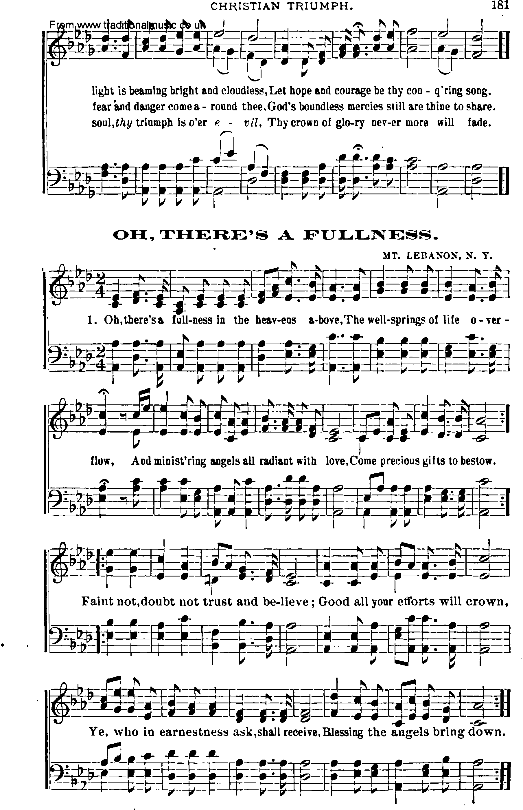 Shaker Music collection, Hymn: oh, there's a fullness, sheetmusic and PDF