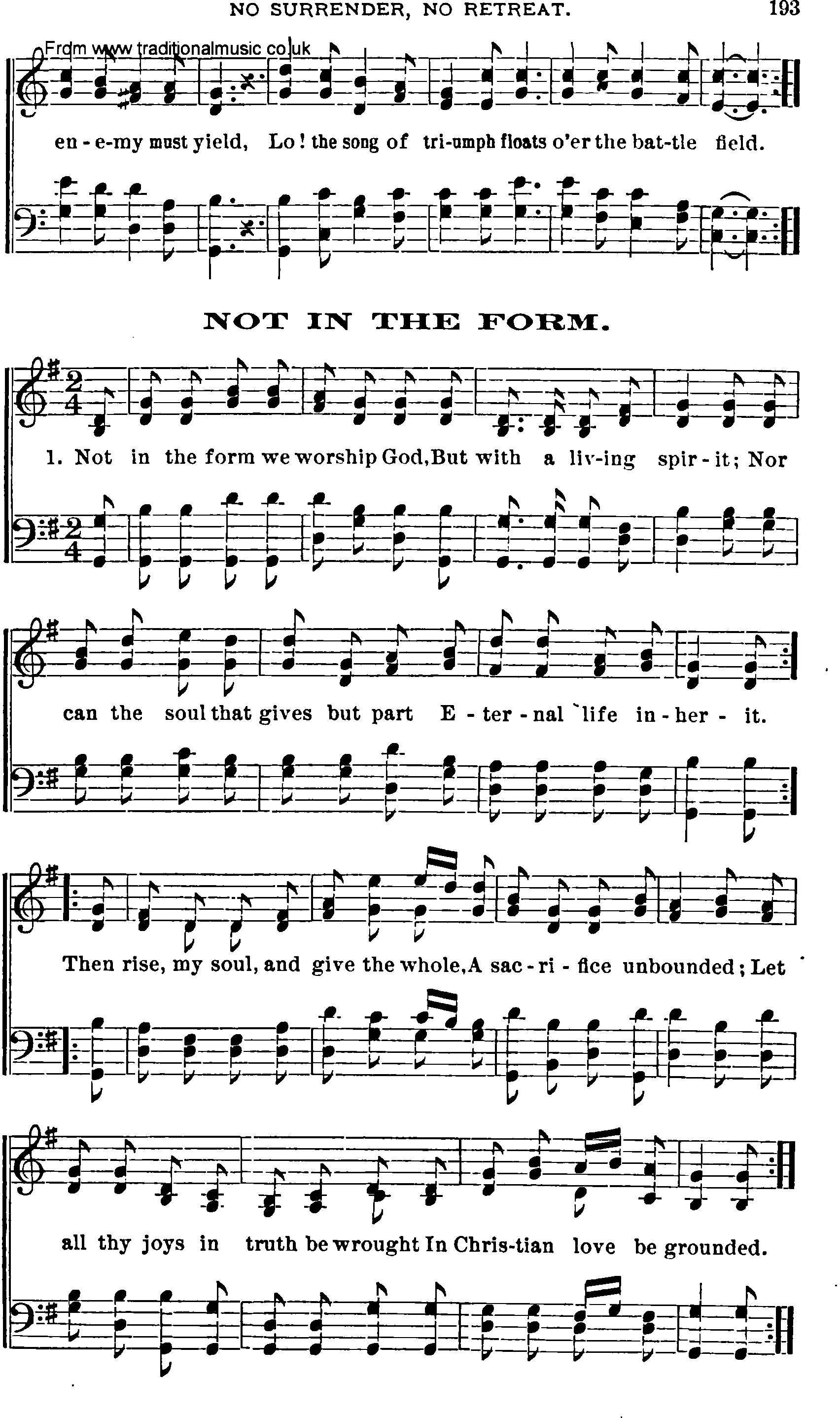 Shaker Music collection, Hymn: not in the form, sheetmusic and PDF