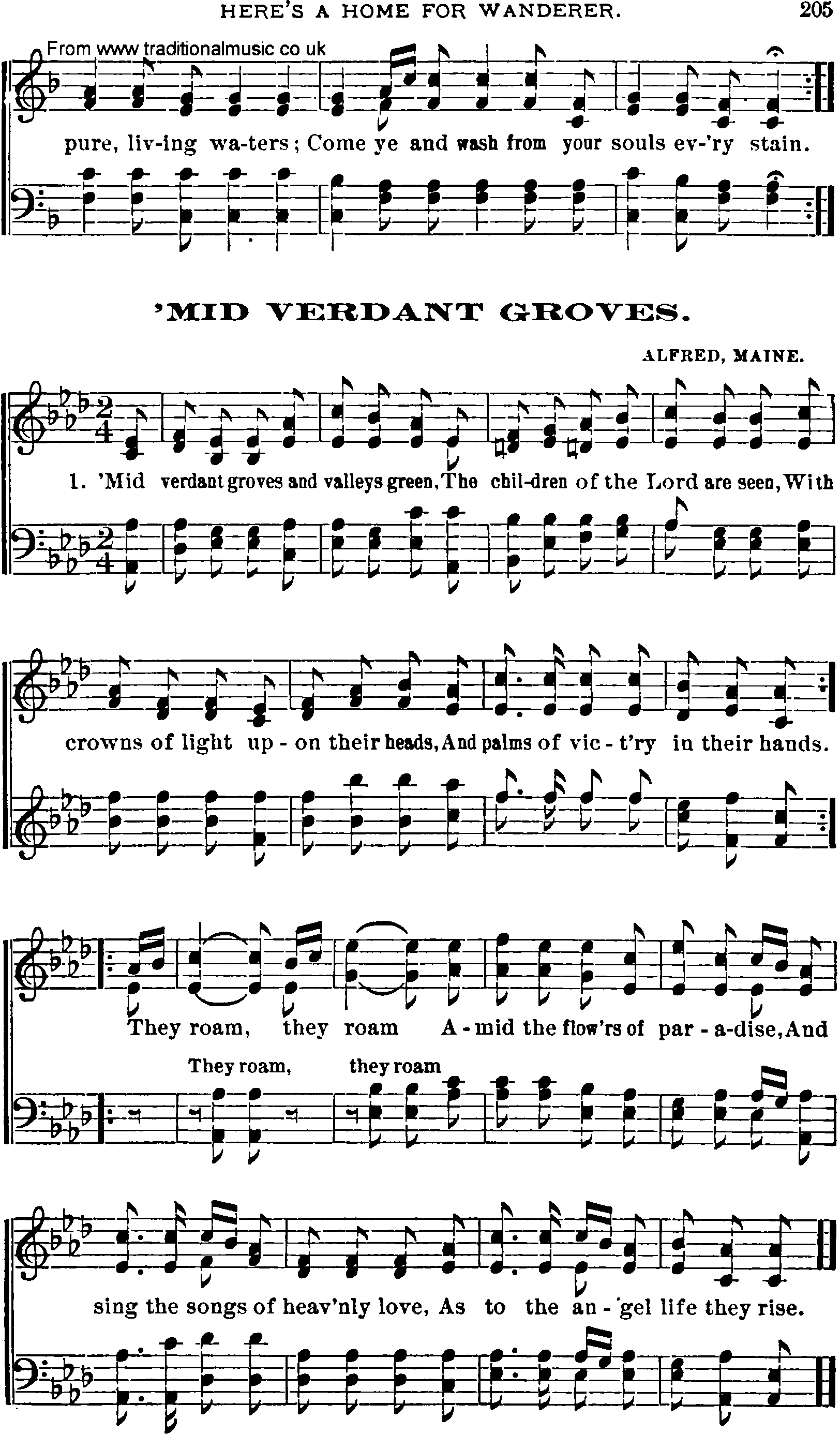 Shaker Music collection, Hymn: 'Mid verdant groves, sheetmusic and PDF
